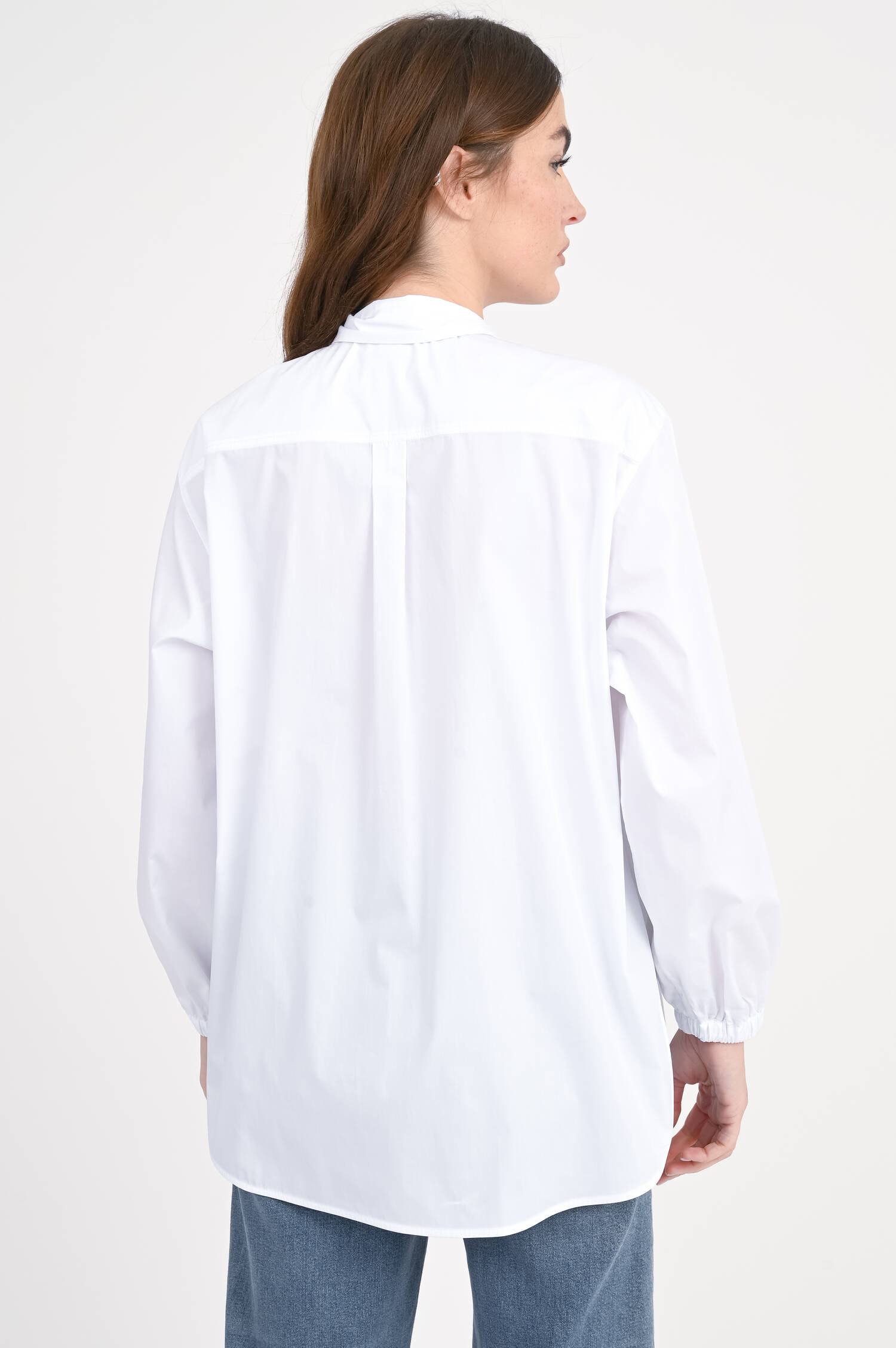 Oversize Bluse mit Logo Detail in Weiß