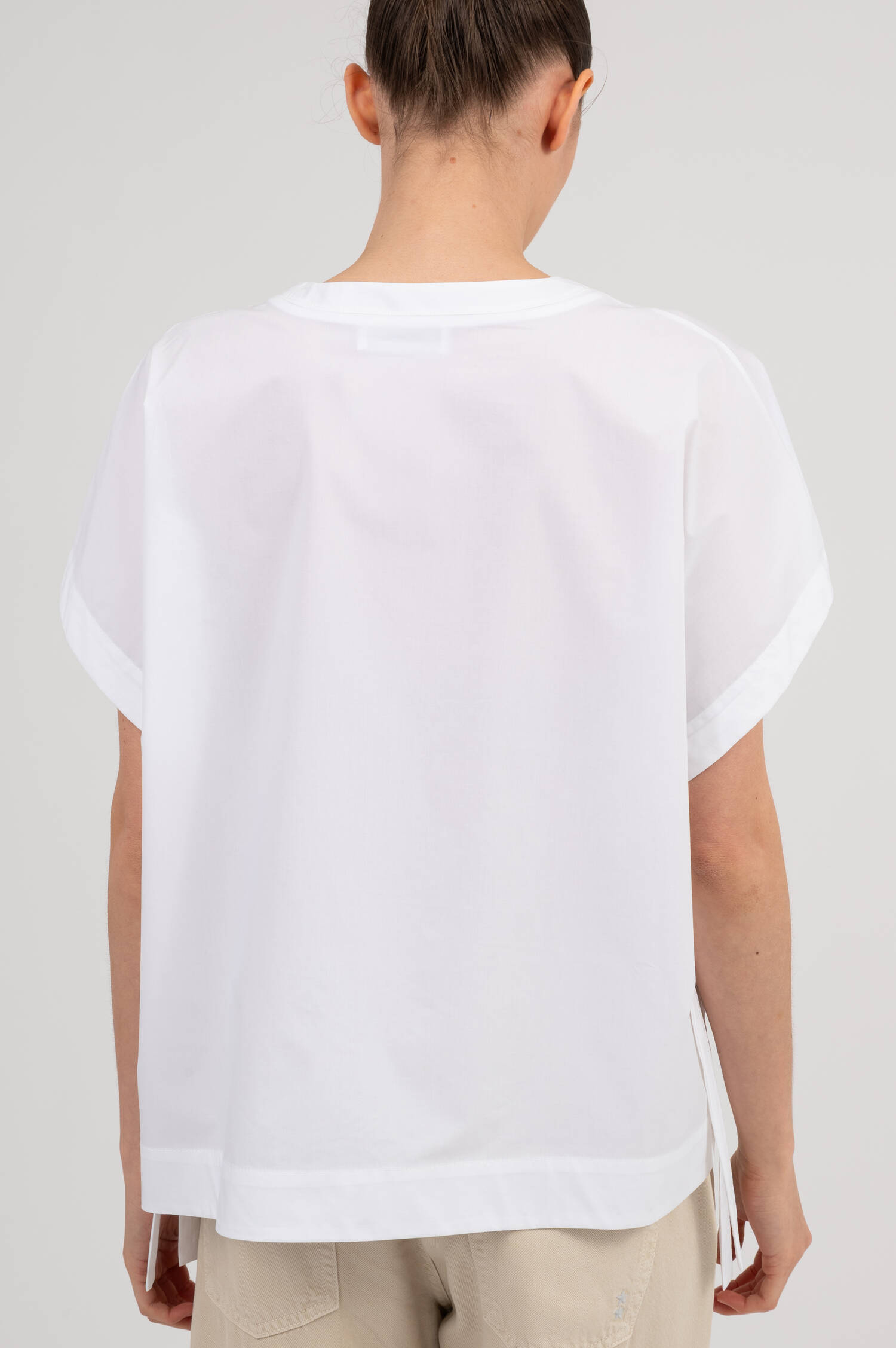 T-Shirt mit Angeschnittenem Kurzarm in Weiß