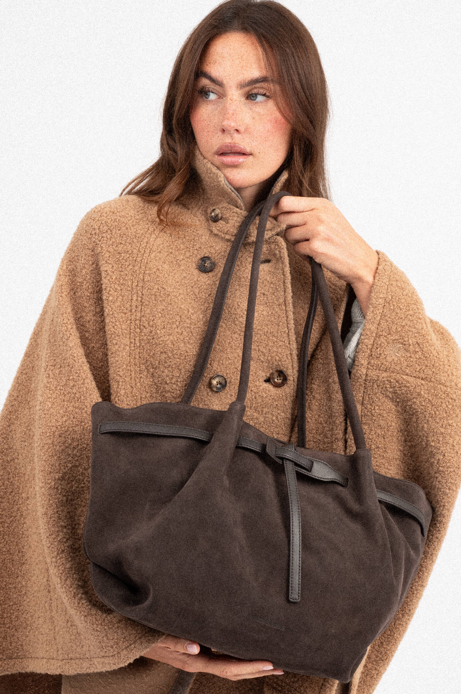 Suede Shopper BONNIE in Braun/Rosa