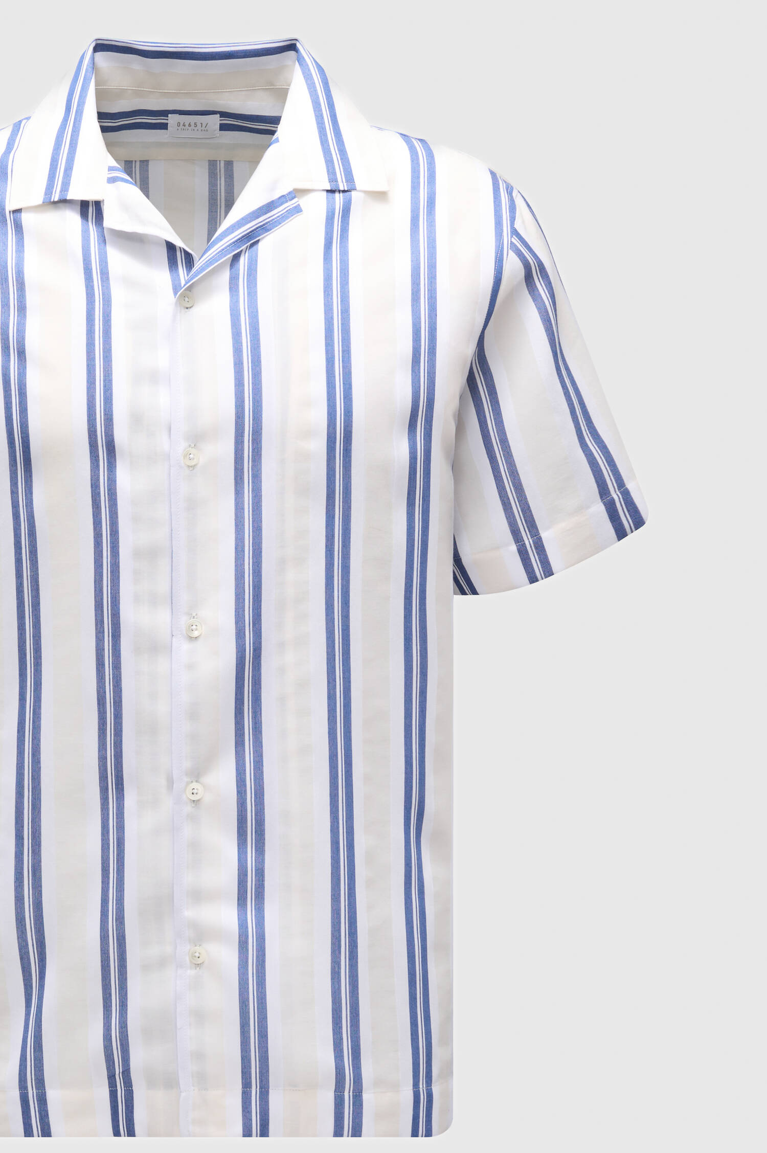 Kurzarm Hemd STRIPED CUBA in Weiß/Blau