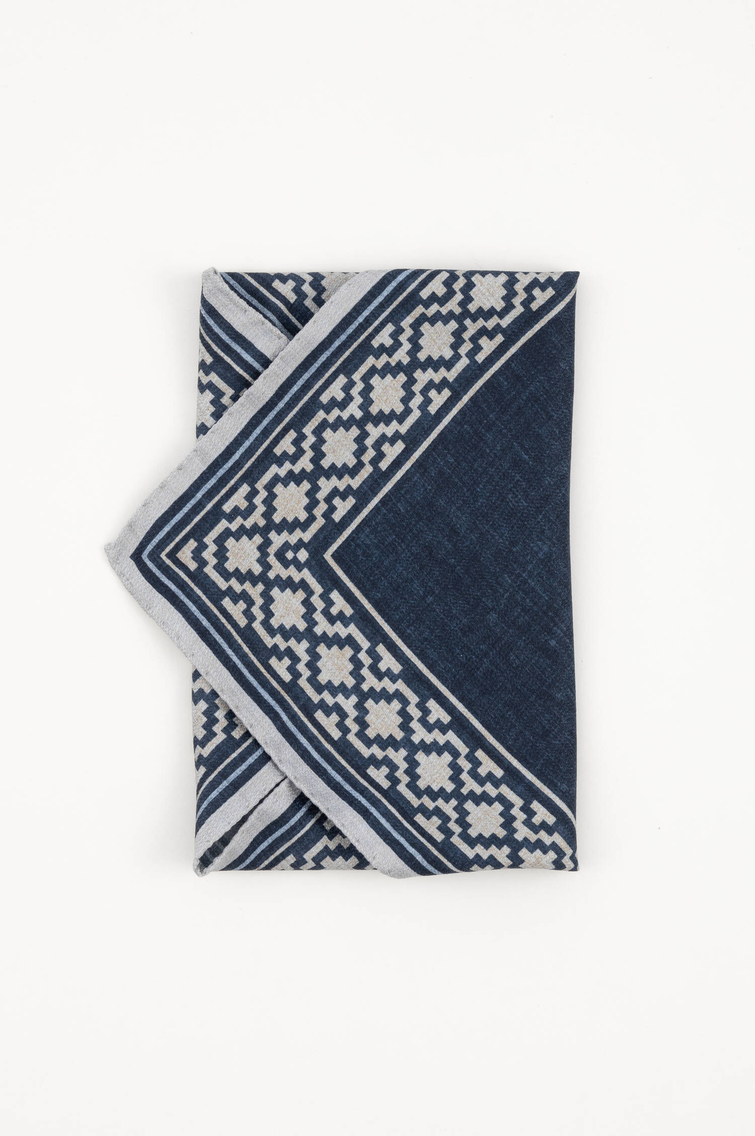 Einstecktuch aus Seide in Navy/Weiß gemustert
