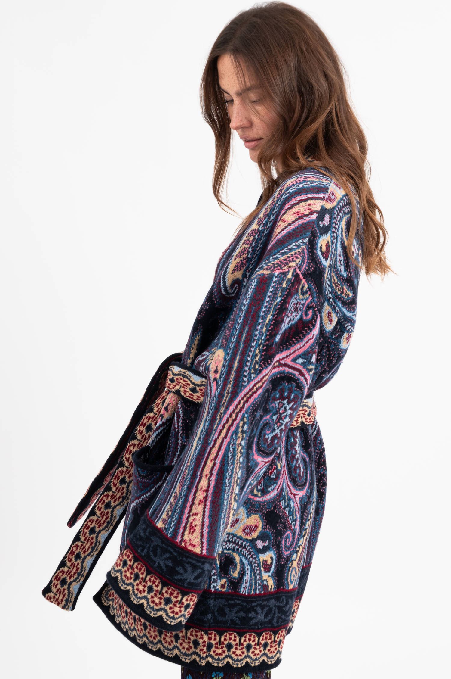 Kimono Cardigan mit Bindegürtel in Blau Kimono Cardigan mit Bindegürtel in Blau