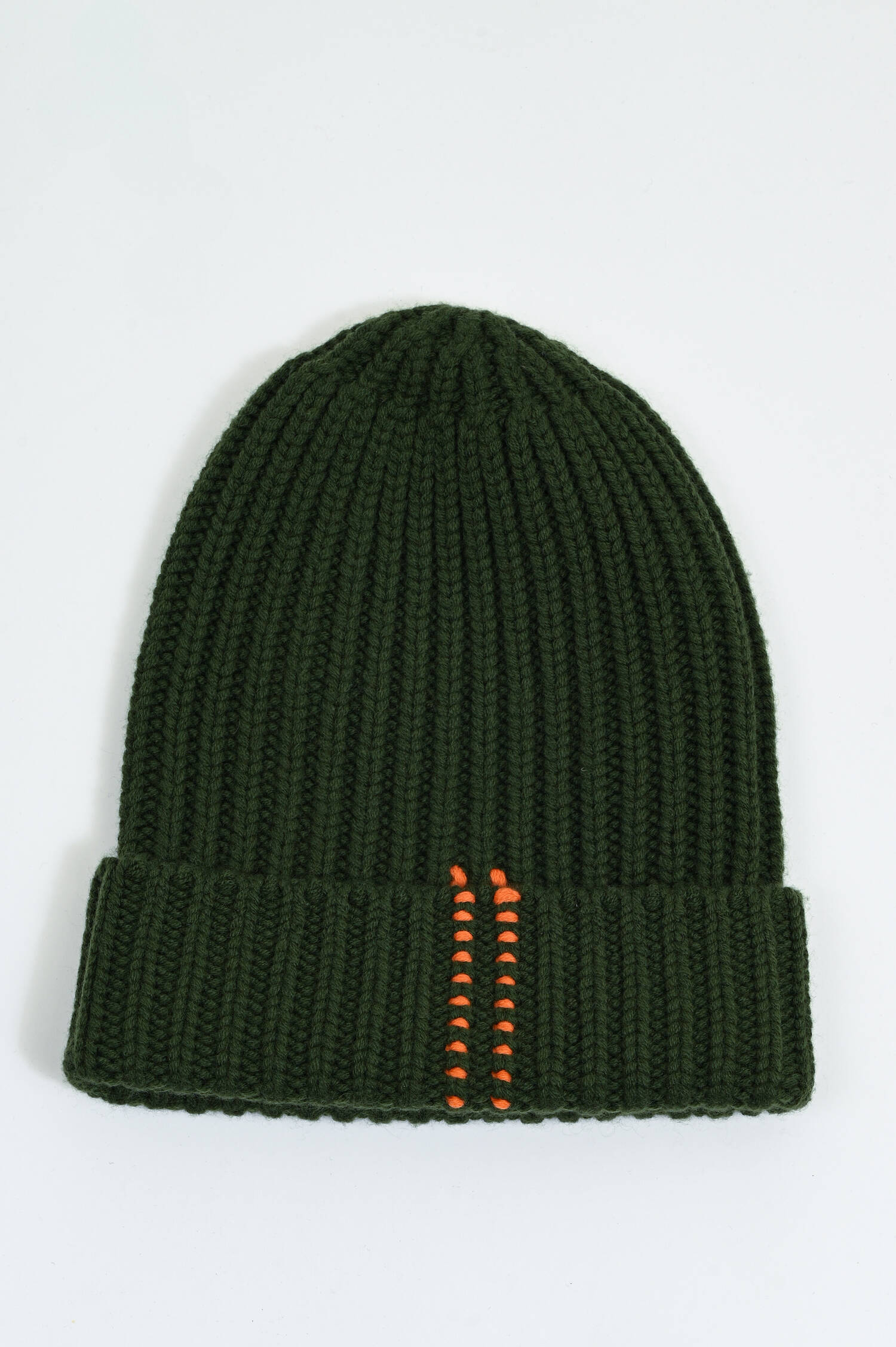 Rippstrick-Mütze in Dark Oliv