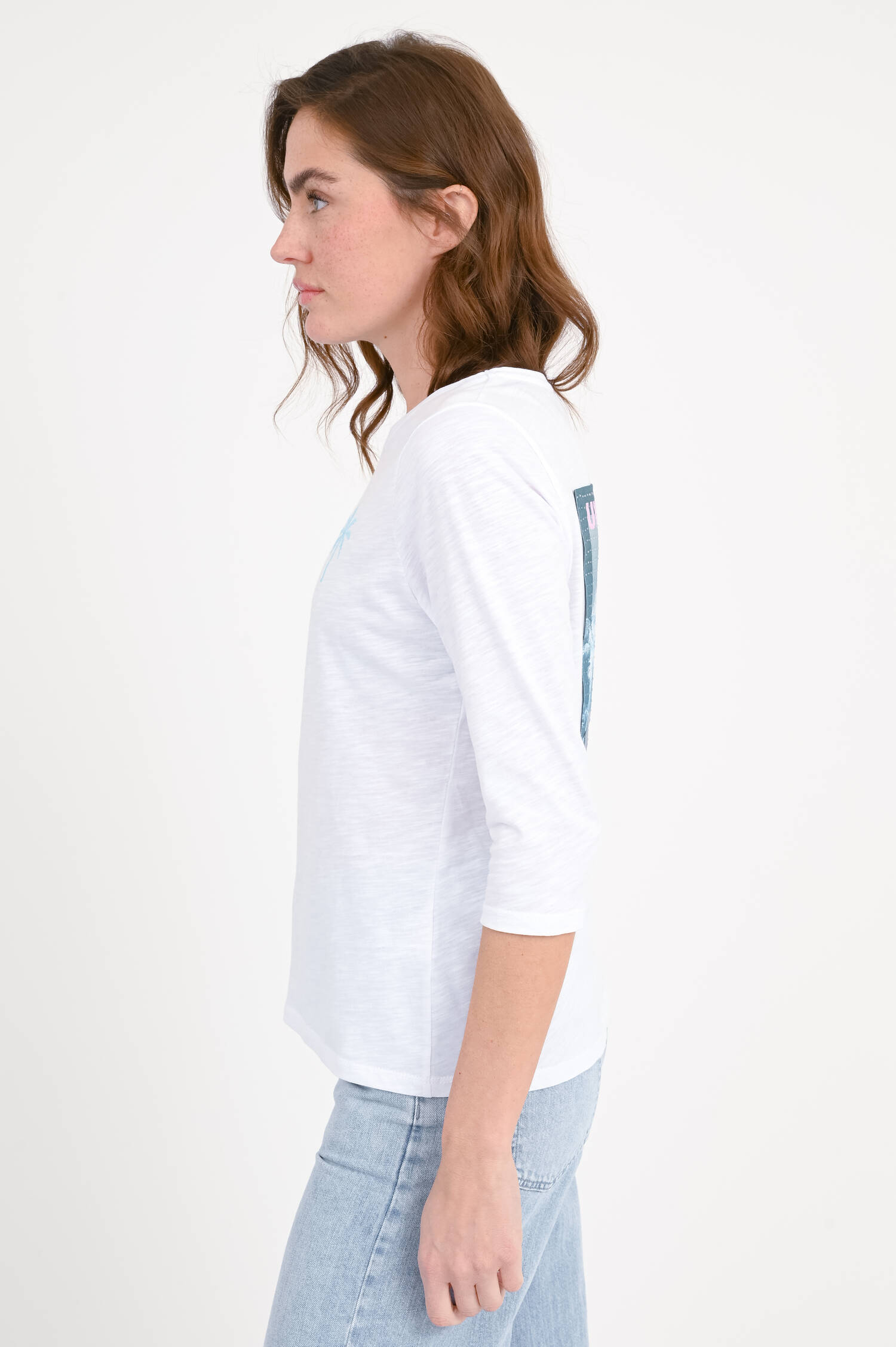 T-Shirt mit XXL Backprint in Weiß/Grün T-Shirt mit XXL Backprint in Weiß/Grün