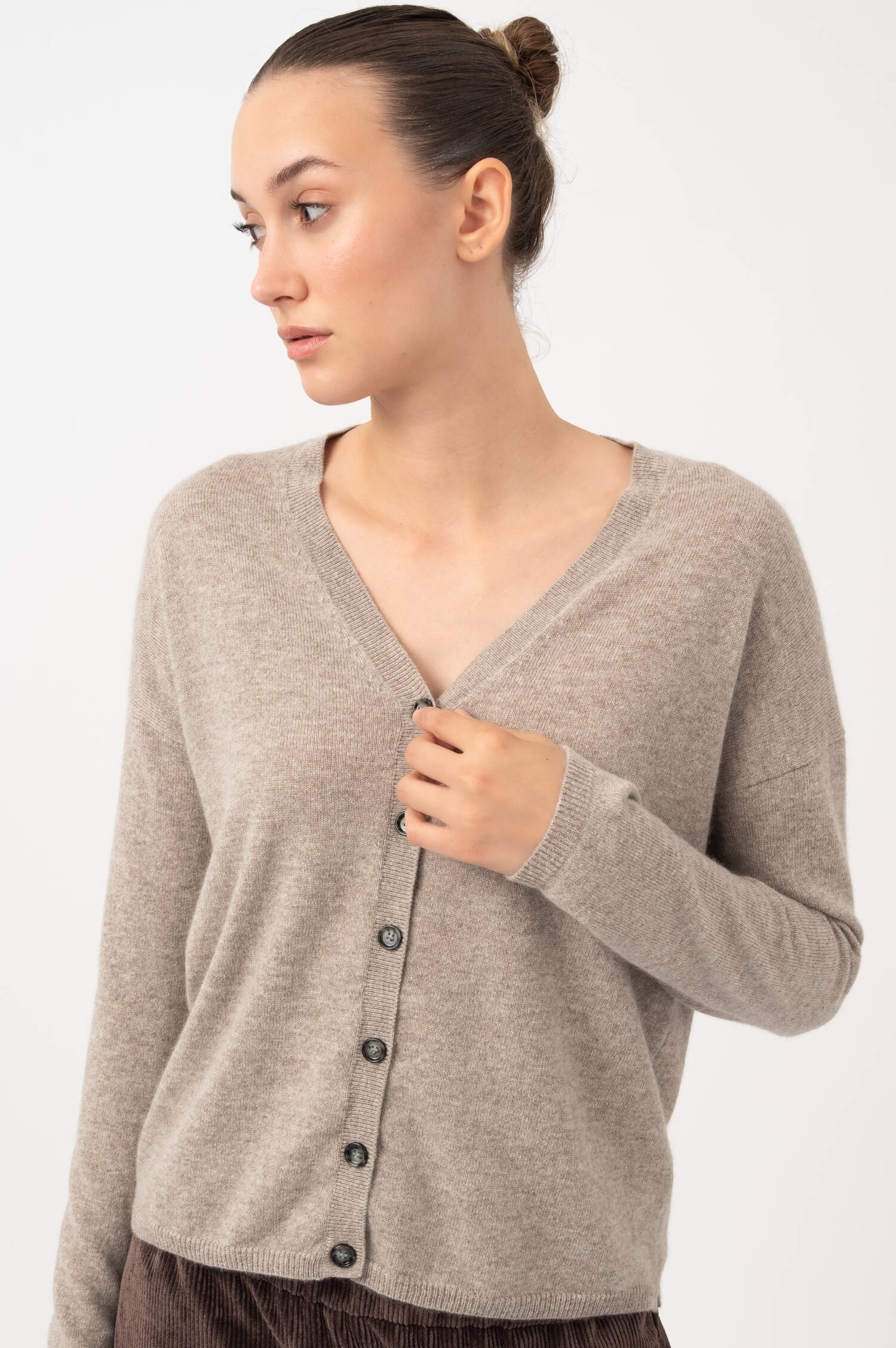 Cashmere Cardigan in Beige meliert Cashmere Cardigan in Beige meliert