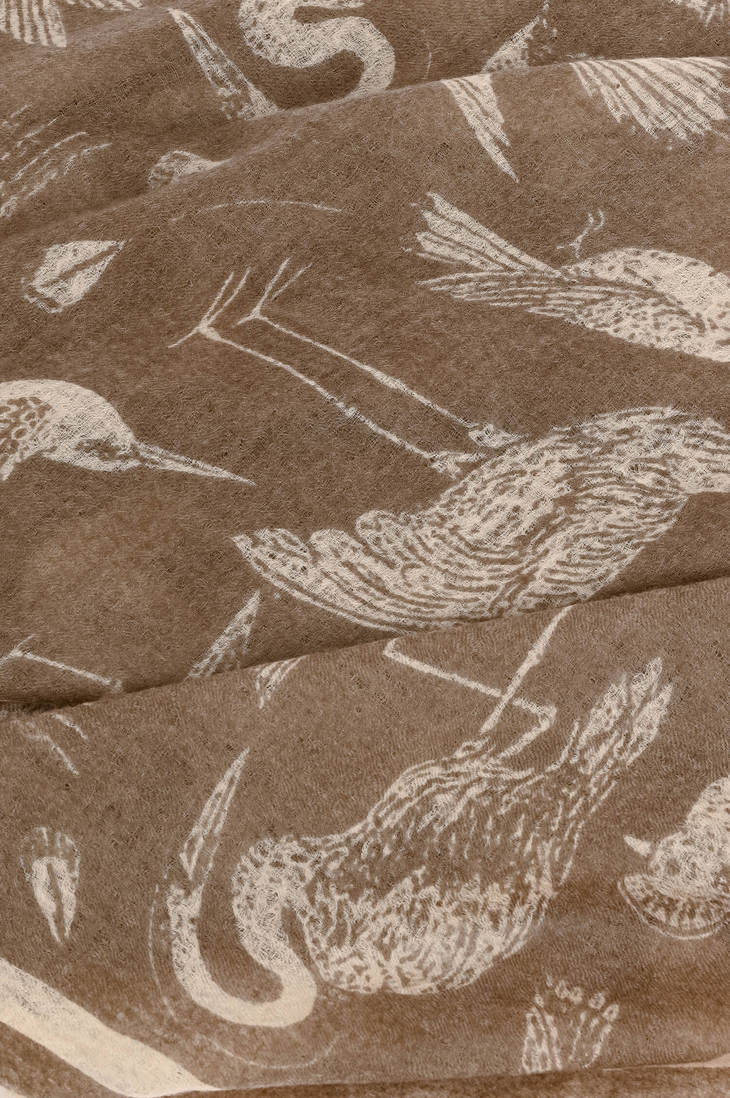 Cashmere-Schal BIRDS in Taupe/Creme
