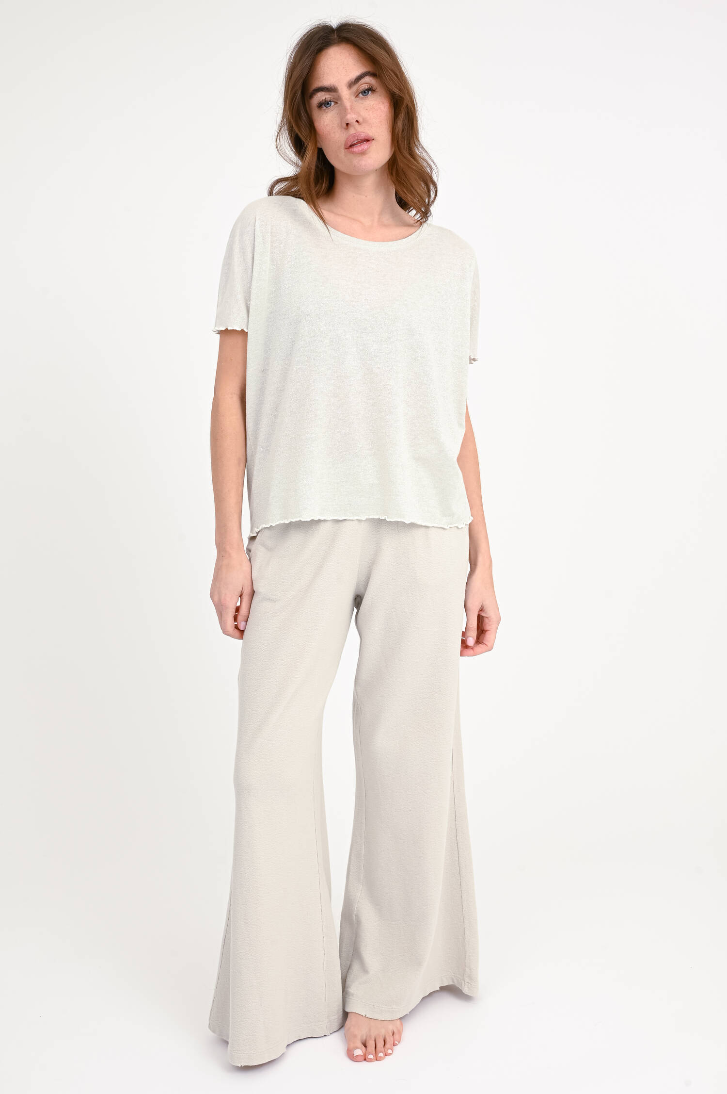 Glitzer-Shirt ADELA mit Rüschen-Saum in Silber Glitzer-Shirt ADELA mit Rüschen-Saum in Silber