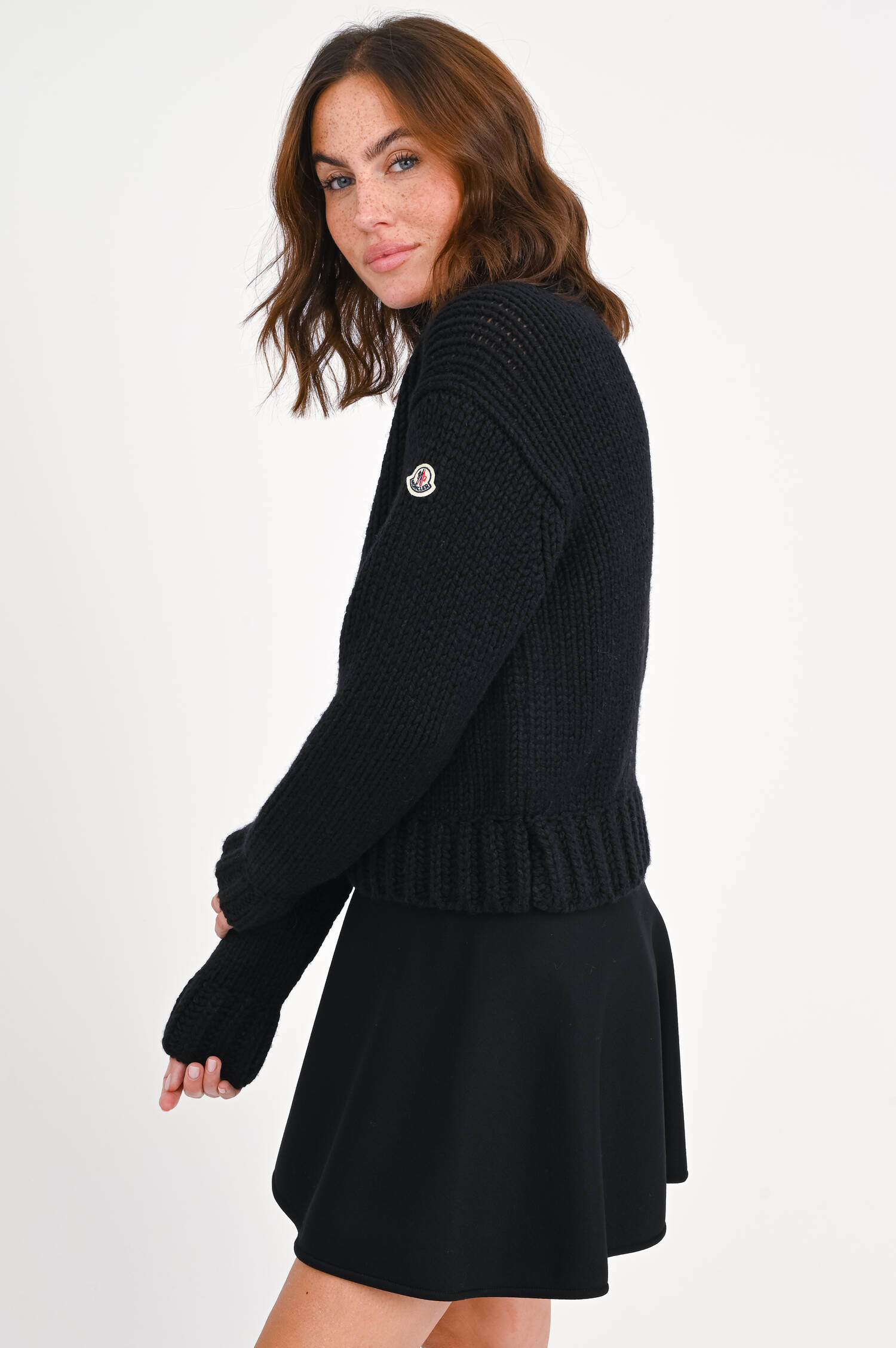 Strickpullover aus Woll-Mix in Schwarz