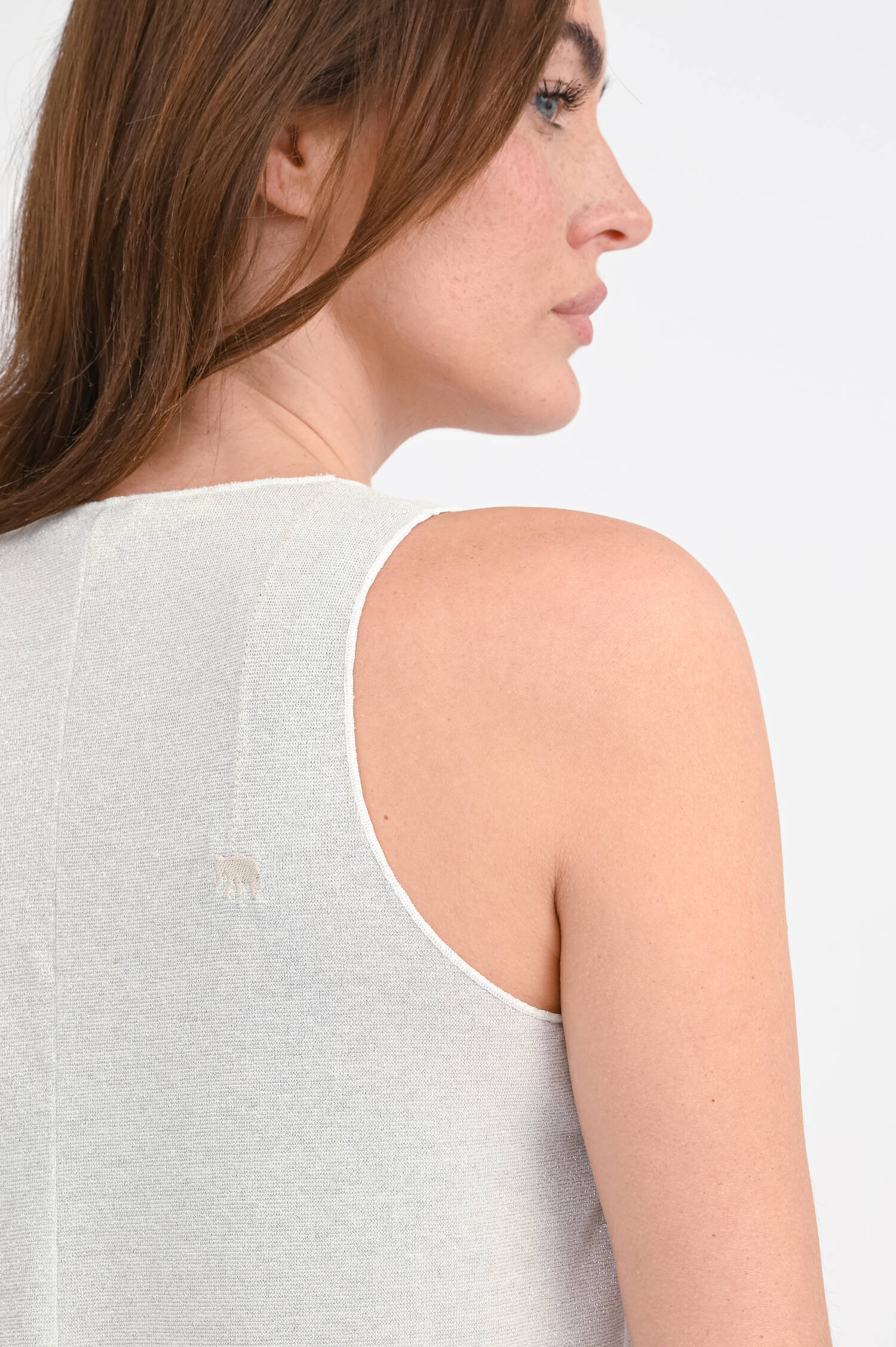 Glitzer-Top LUA mit V-Neck in Silber