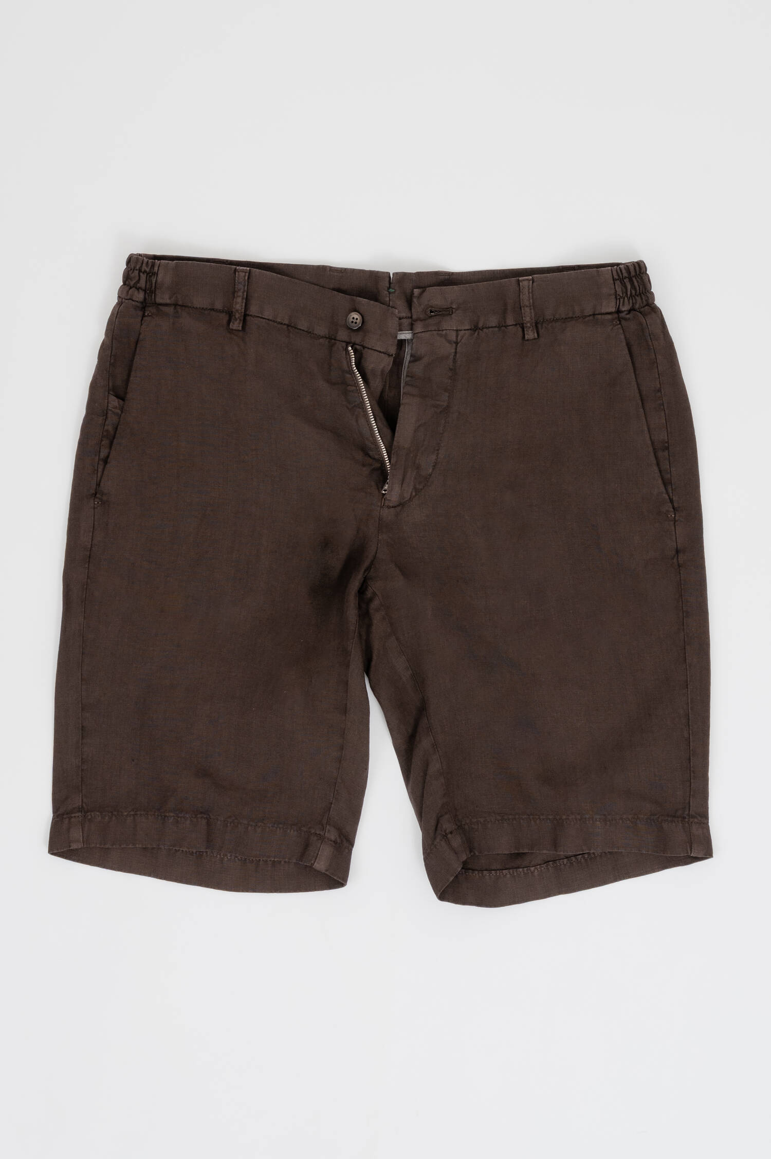 Leinen Bermuda in Braun