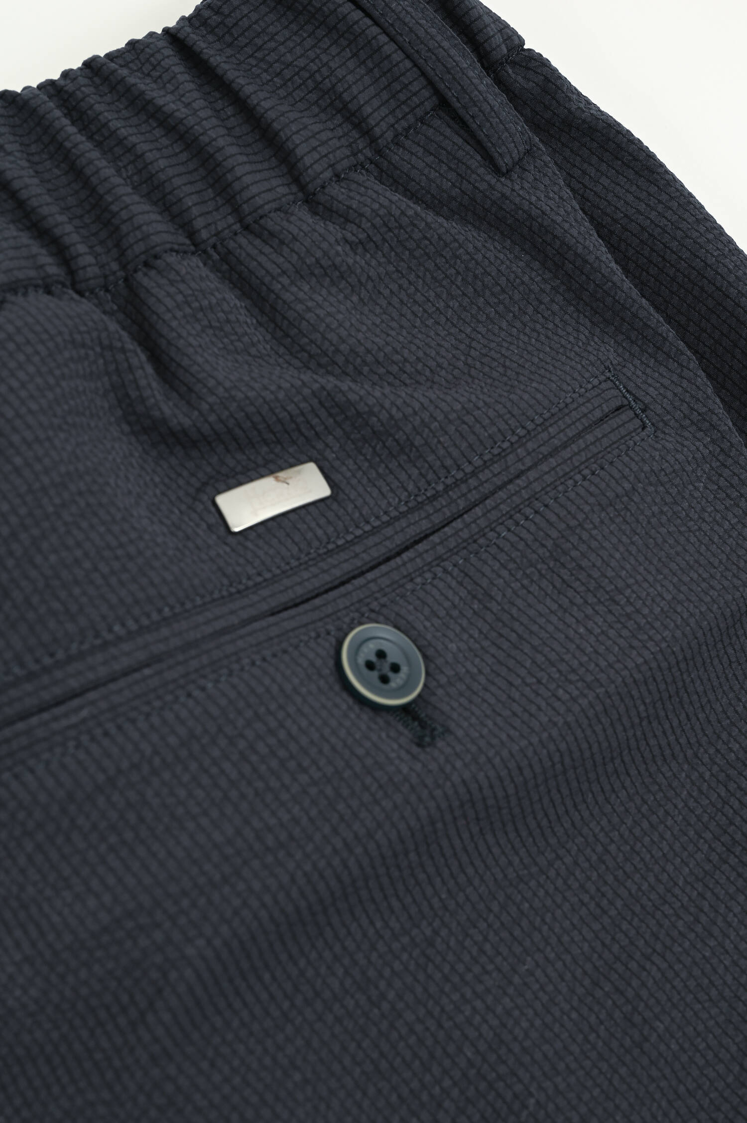 Seesucker Hose mit elastischem Bund in Navy