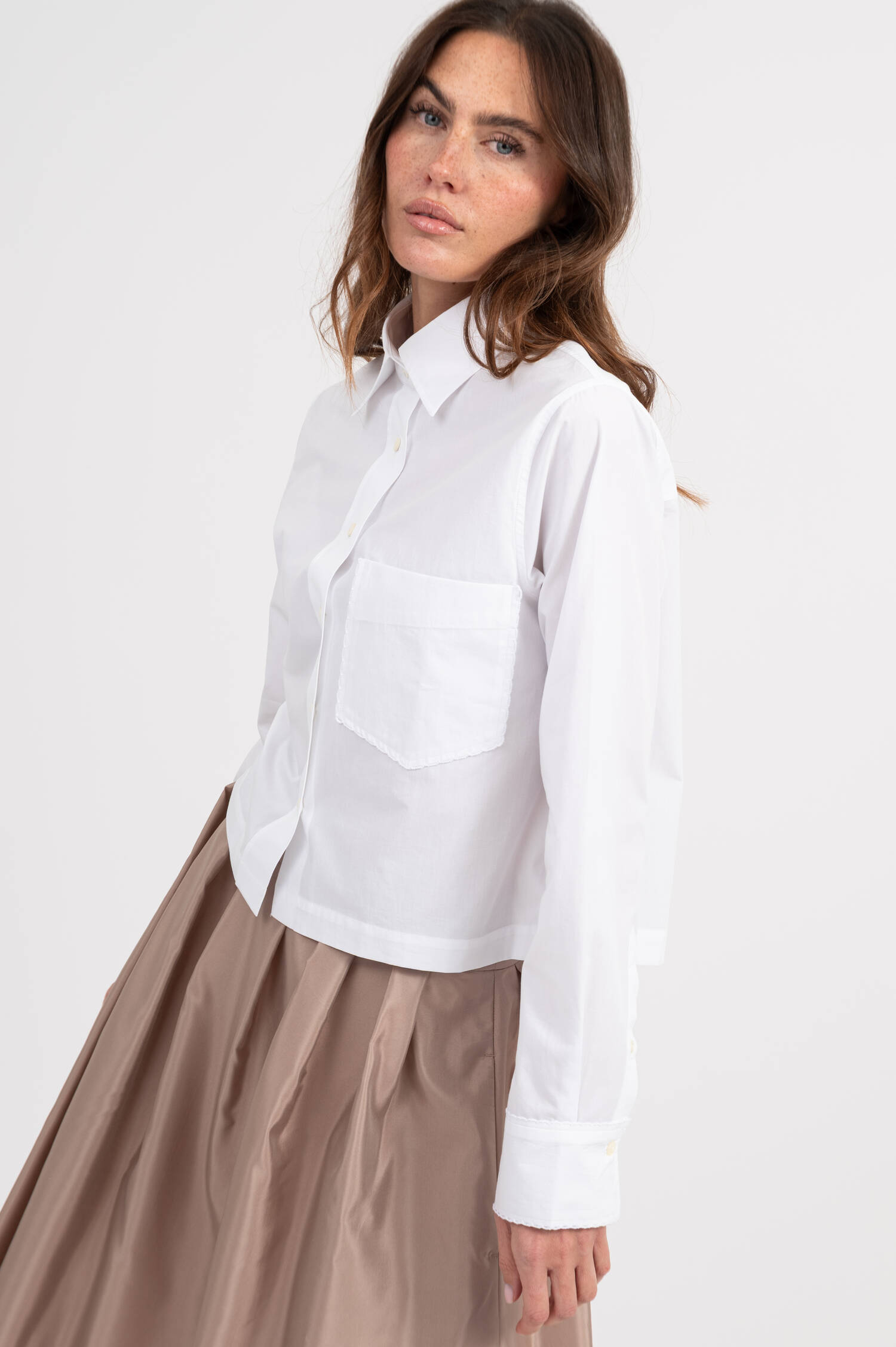Cropped Bluse in Weiß