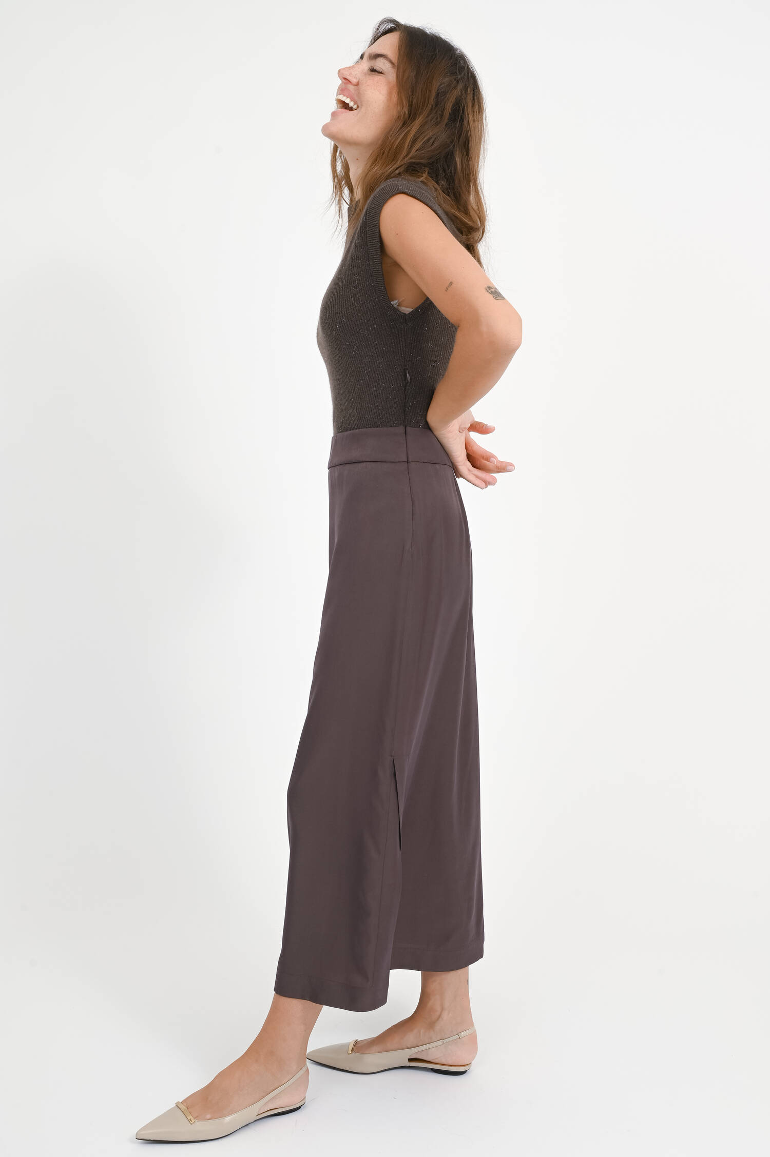 Woll-Seiden-Mix Kleid in Ebony Brown Woll-Seiden-Mix Kleid in Ebony Brown