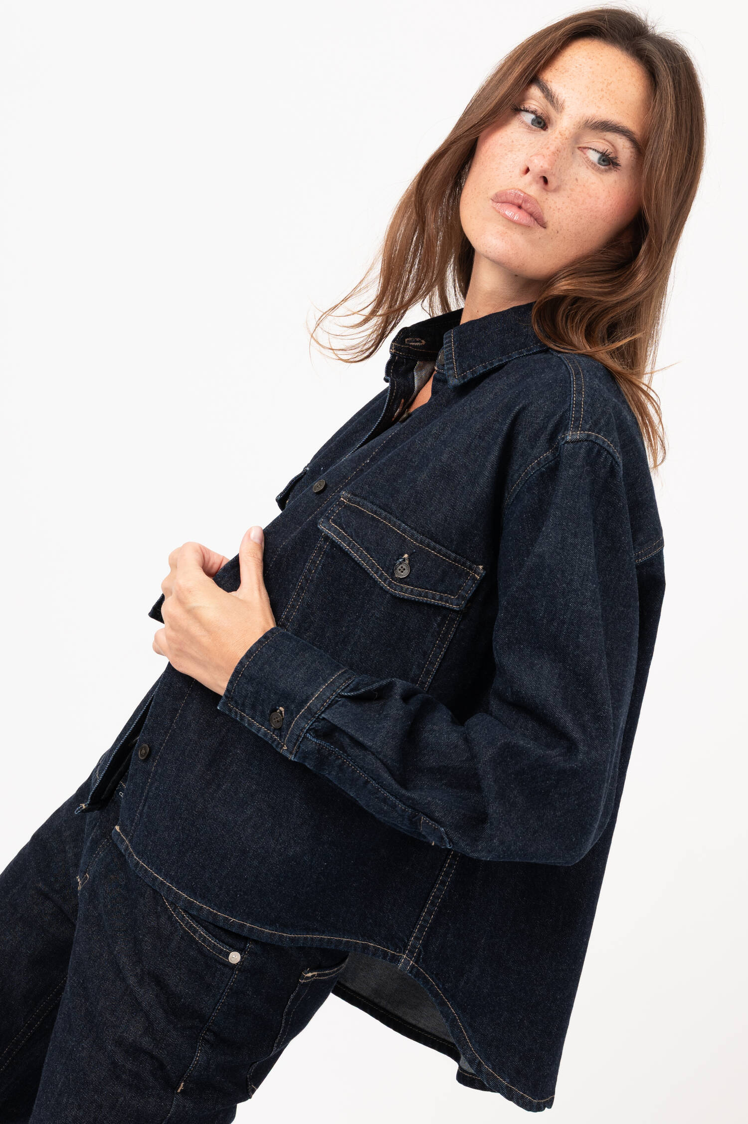 Boxy-Denim-Jacke in Dunkelblau