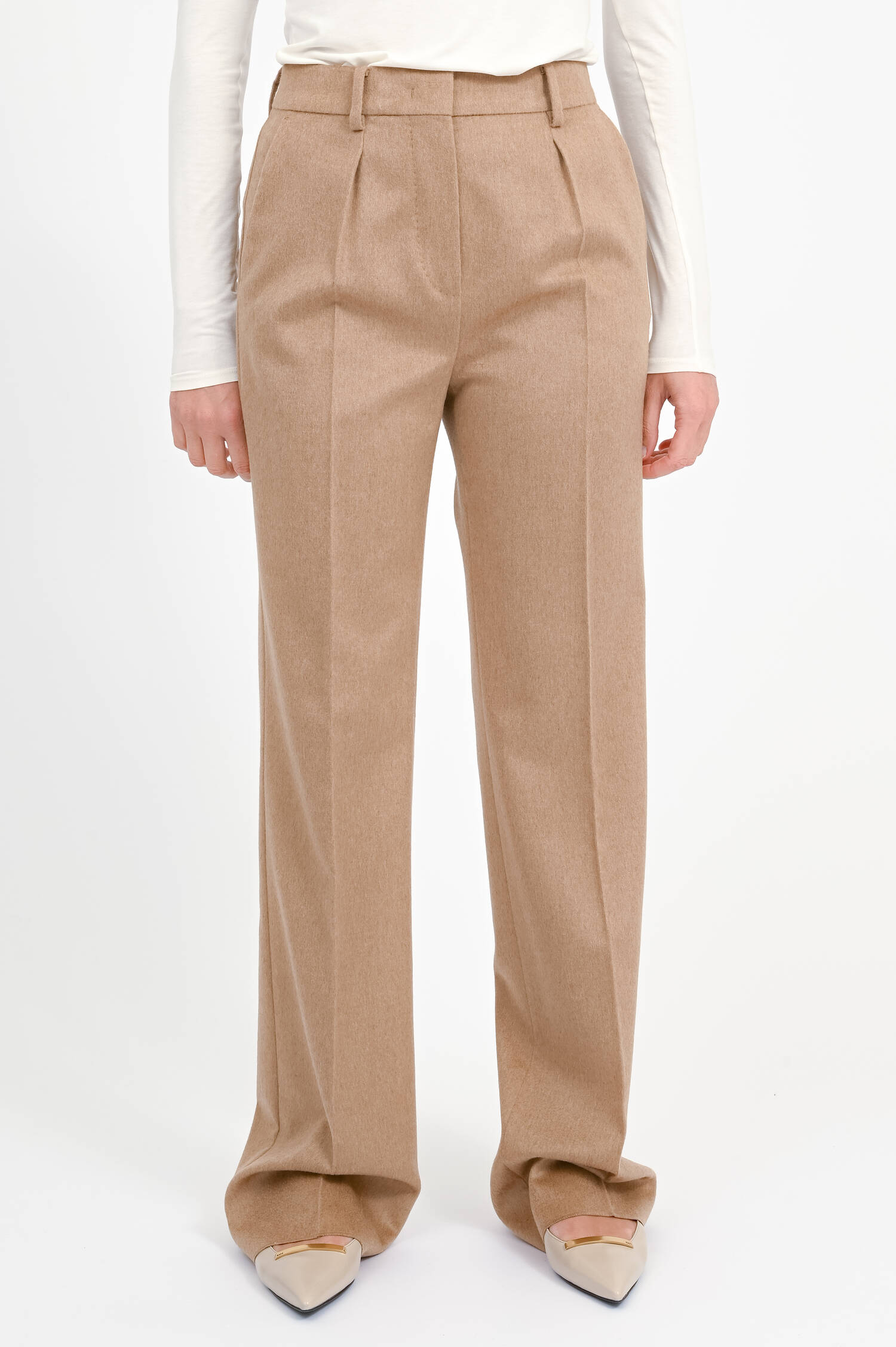 Straight-Leg Hose CARBONE aus Kamelwolle in Camel
