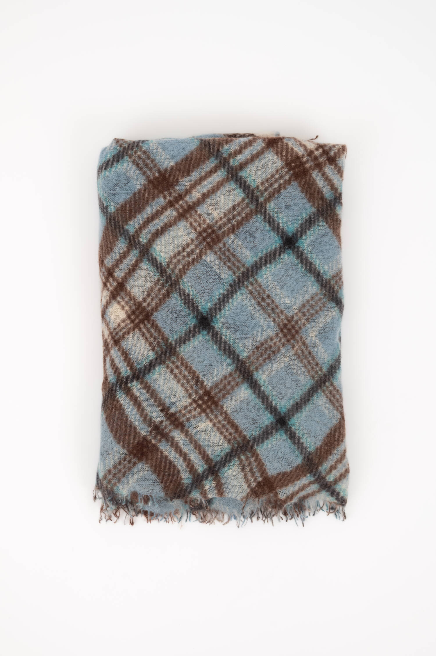 Cashmere Schal CHECK POINT in Hellblau/Braun Cashmere Schal CHECK POINT in Hellblau/Braun