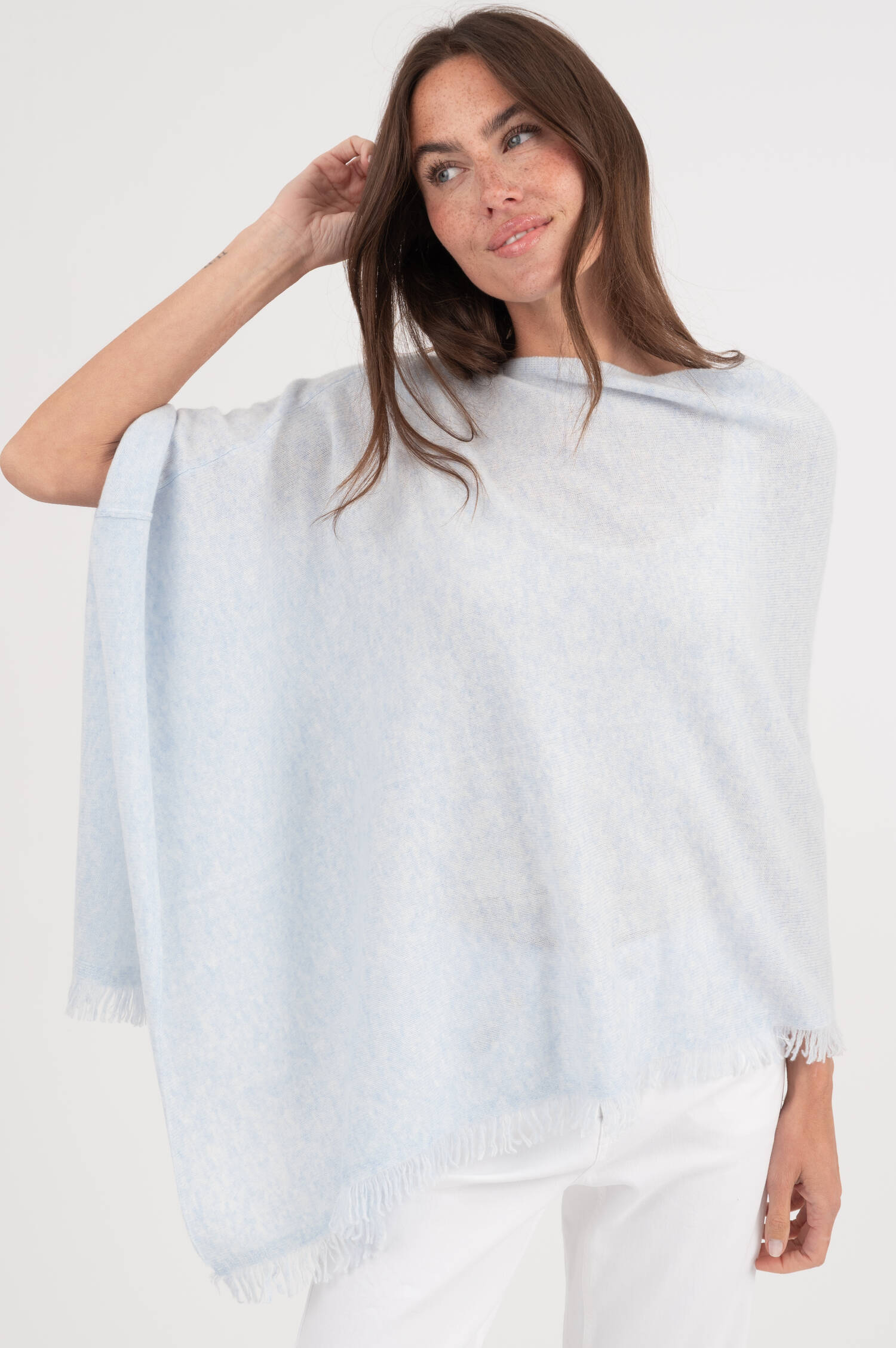 Poncho aus Cashmere in Ocean