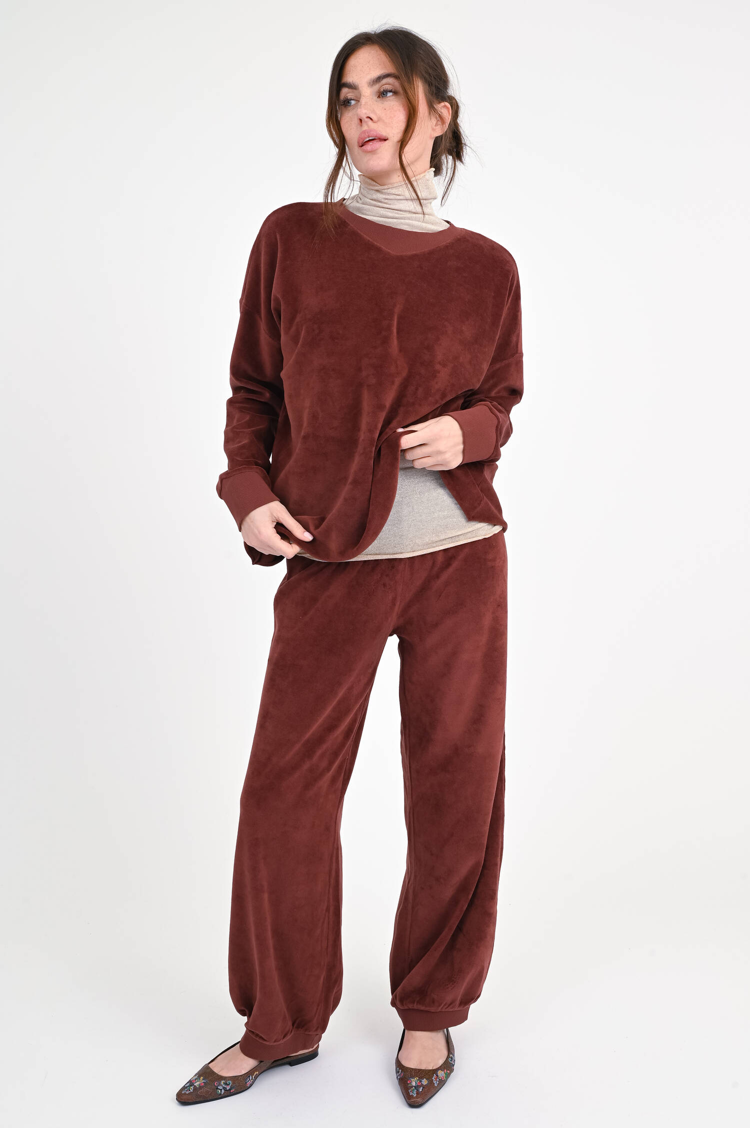 Frottee-Sweatpants PERRY in Kastanie