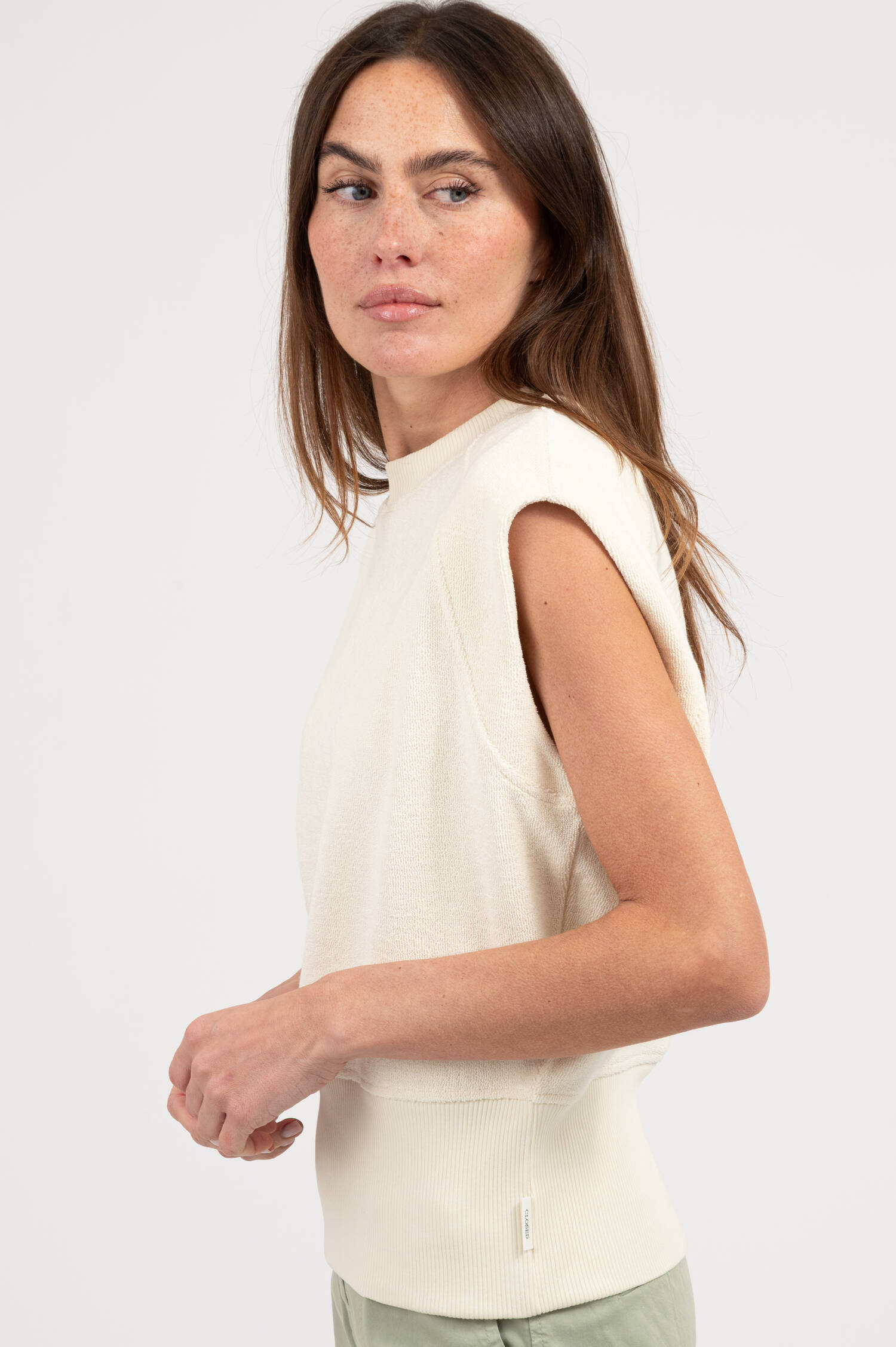 T-Shirt aus Baumwoll-Frottee in Creme