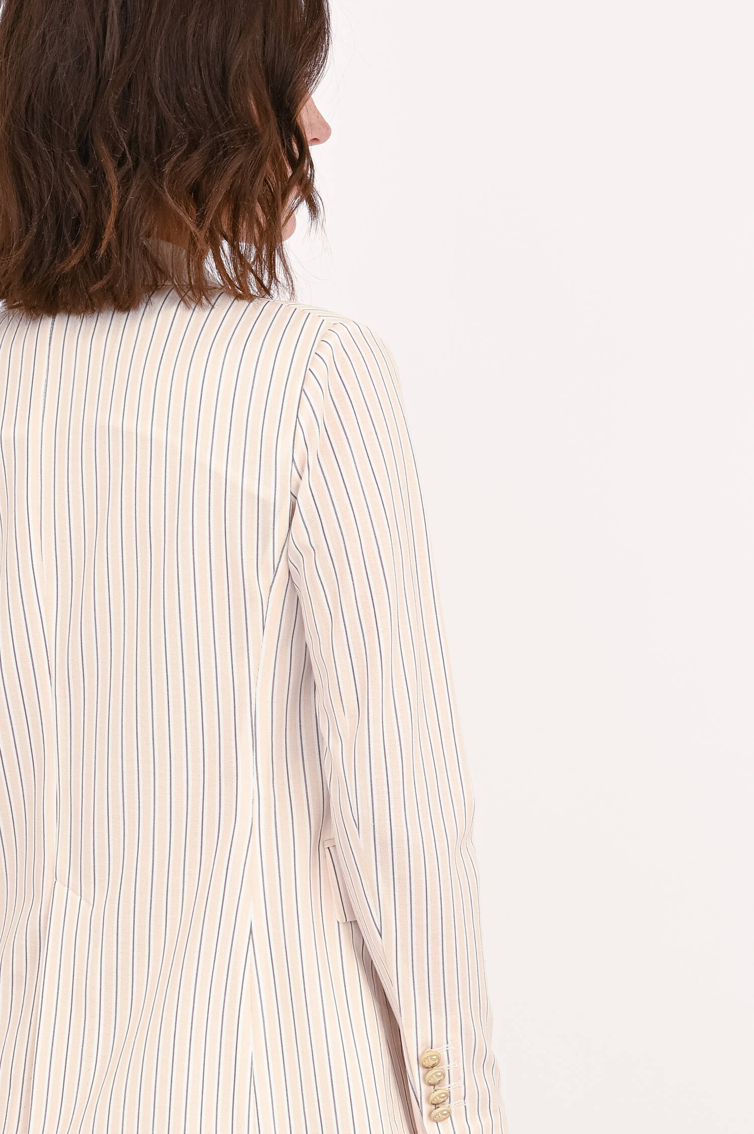 Doppelreihiger Blazer in Beige/Weiß gestreift