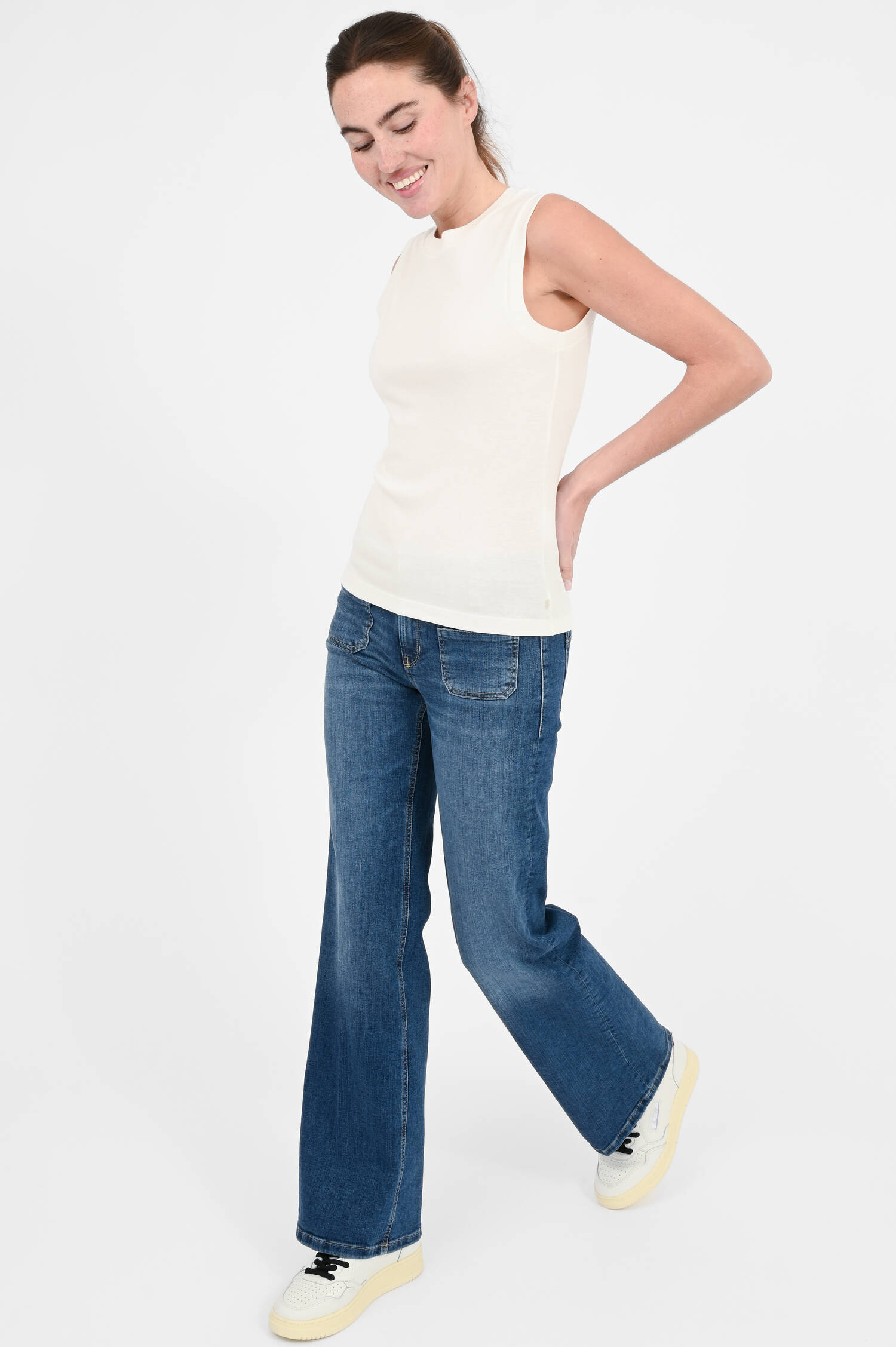 Tanktop mit Rundhalsausschnitt in Ivory