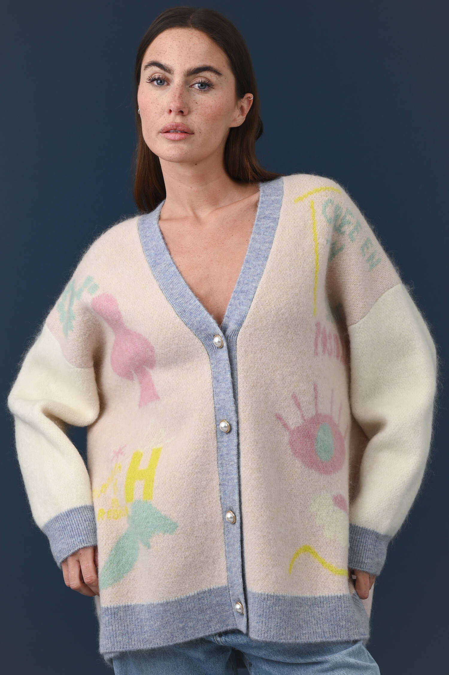 Strickweste in Mozarella gemustert Strickweste in Mozarella gemustert