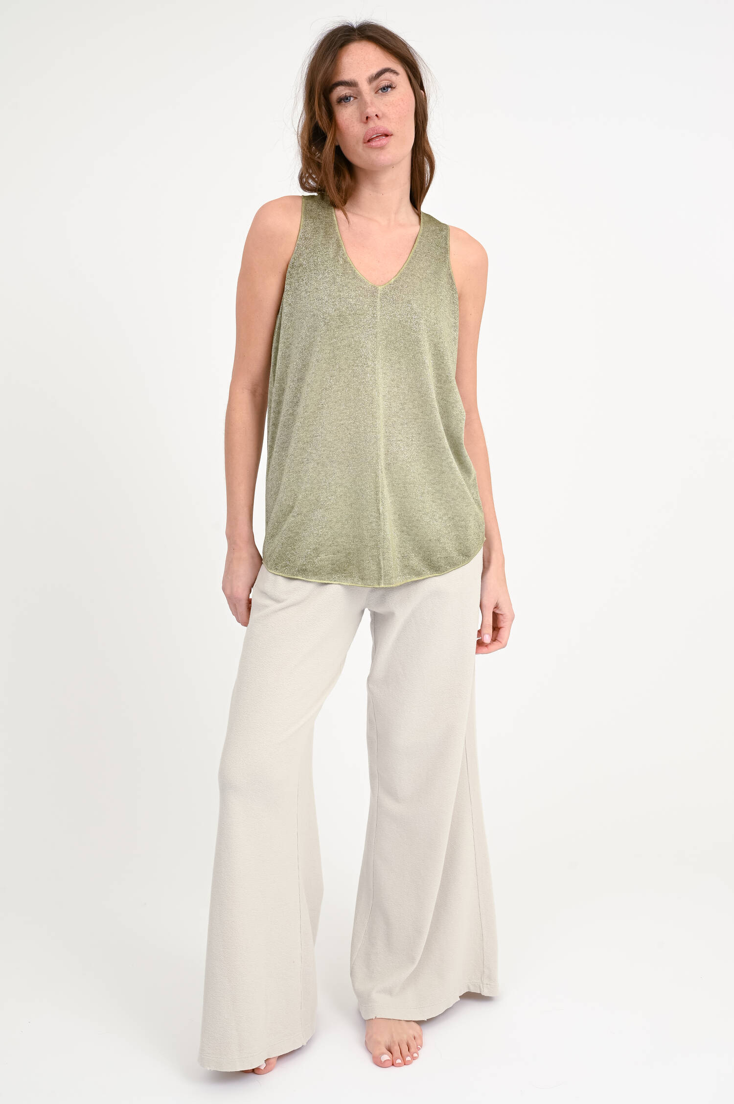 Glitzer-Top LUA mit V-Neck in Dark Green