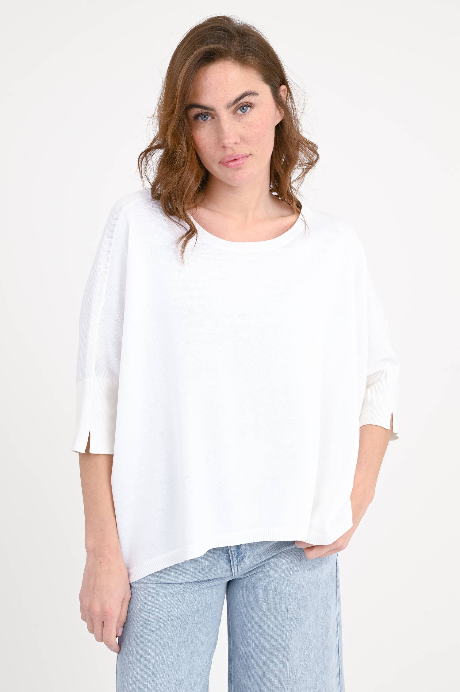 Pullover aus Baumwoll-Viskose-Mix in Weiß