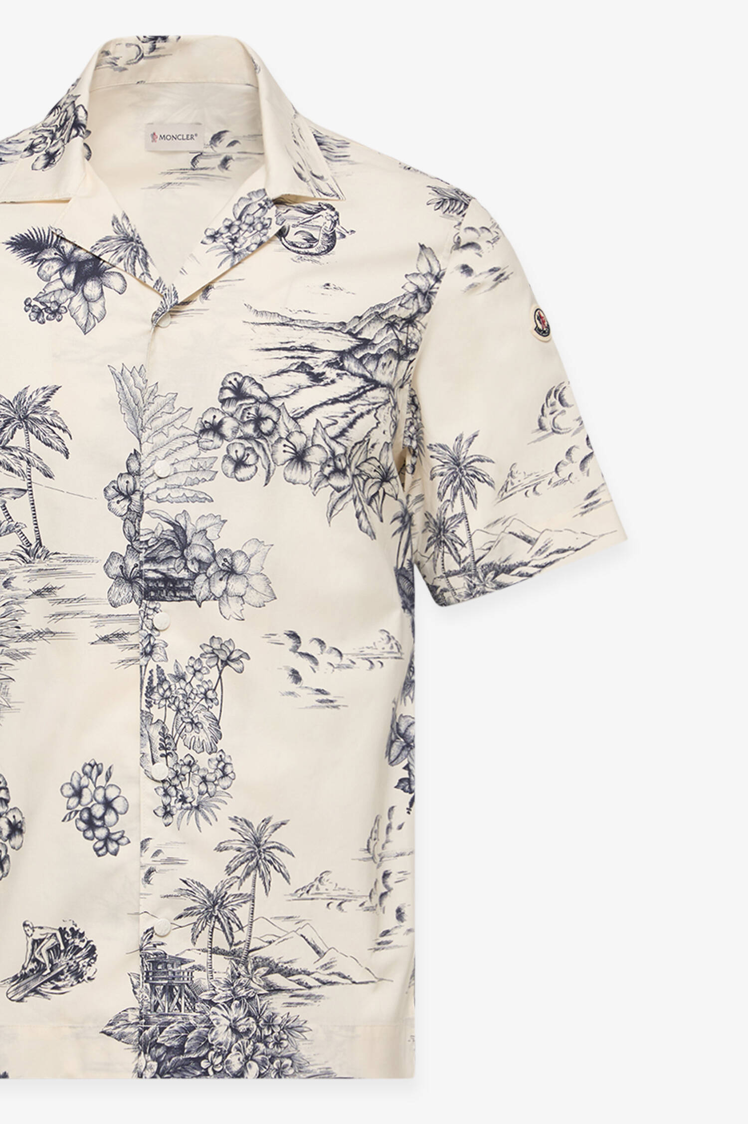 Kurzarm Hemd mit Allover Print in Creme