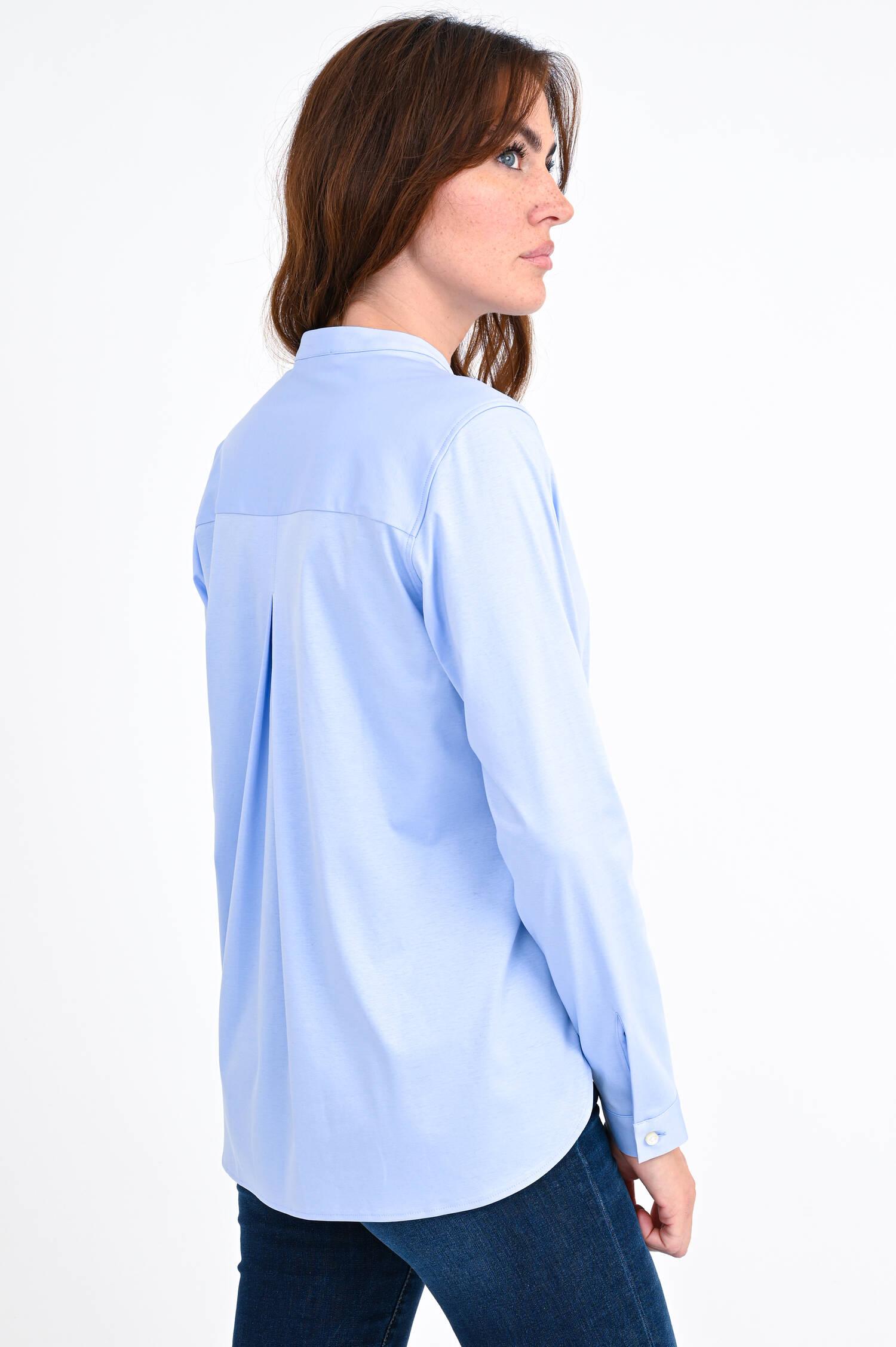 Blusen mit Stehkragen in Hellblau Blusen mit Stehkragen in Hellblau