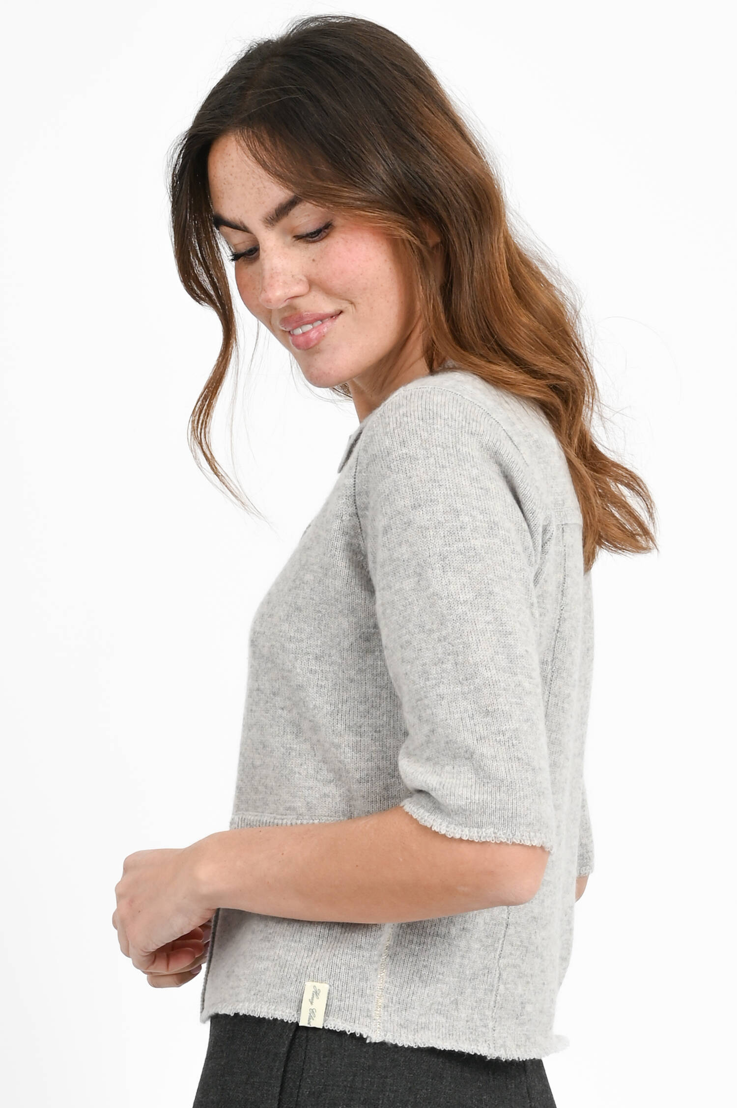 Kurzarm Cardigan aus Cashmere-Mix in Light Grey Kurzarm Cardigan aus Cashmere-Mix in Light Grey