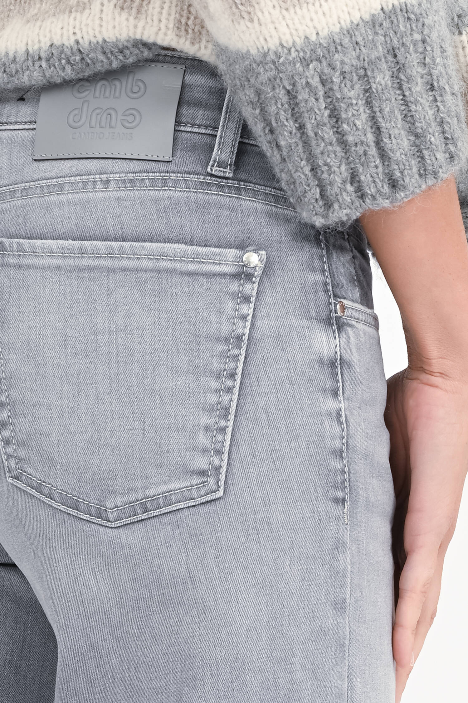 Wide-Leg-Jeans TESS in Hellgrau