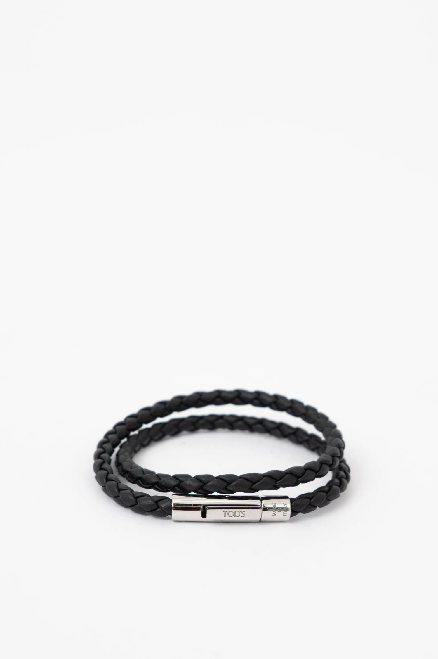 Geflochtenes Armband aus Leder in Schwarz