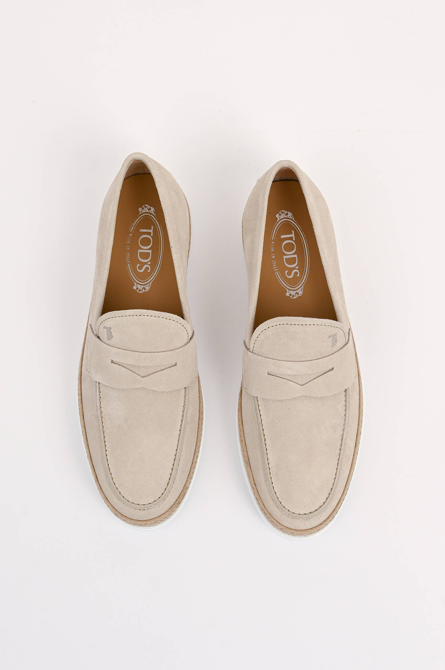 Slipper-Loafer aus Veloursleder in Sand