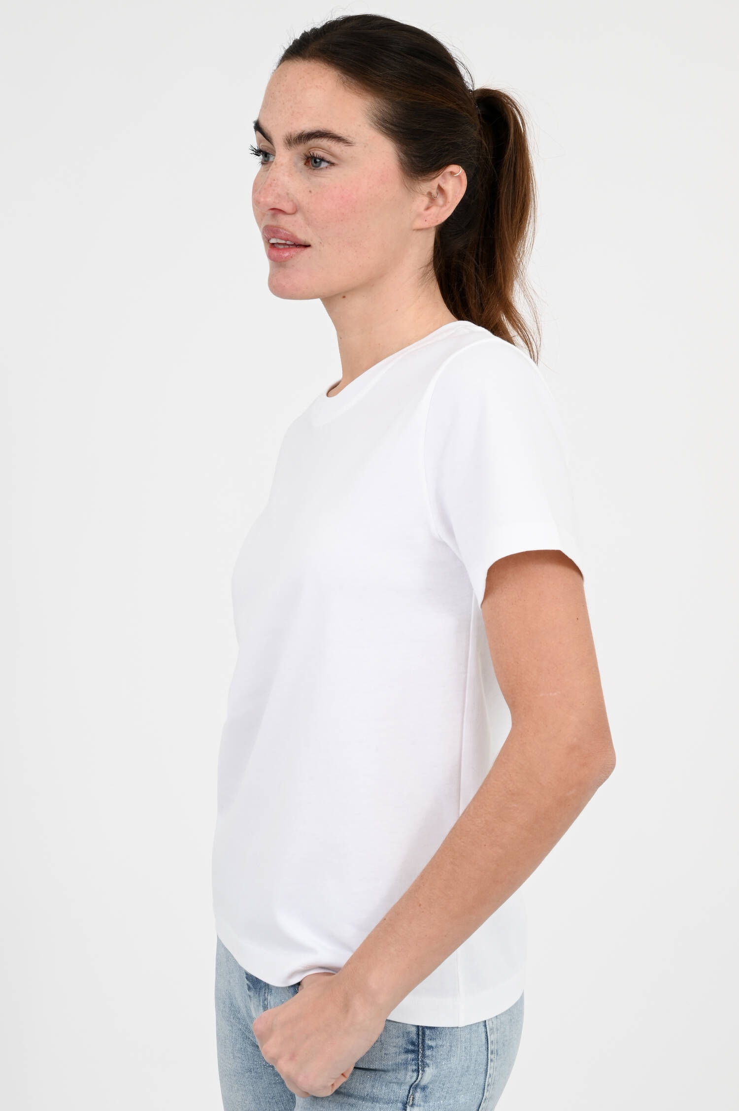 Basic T-Shirt mit Backprint in Weiß