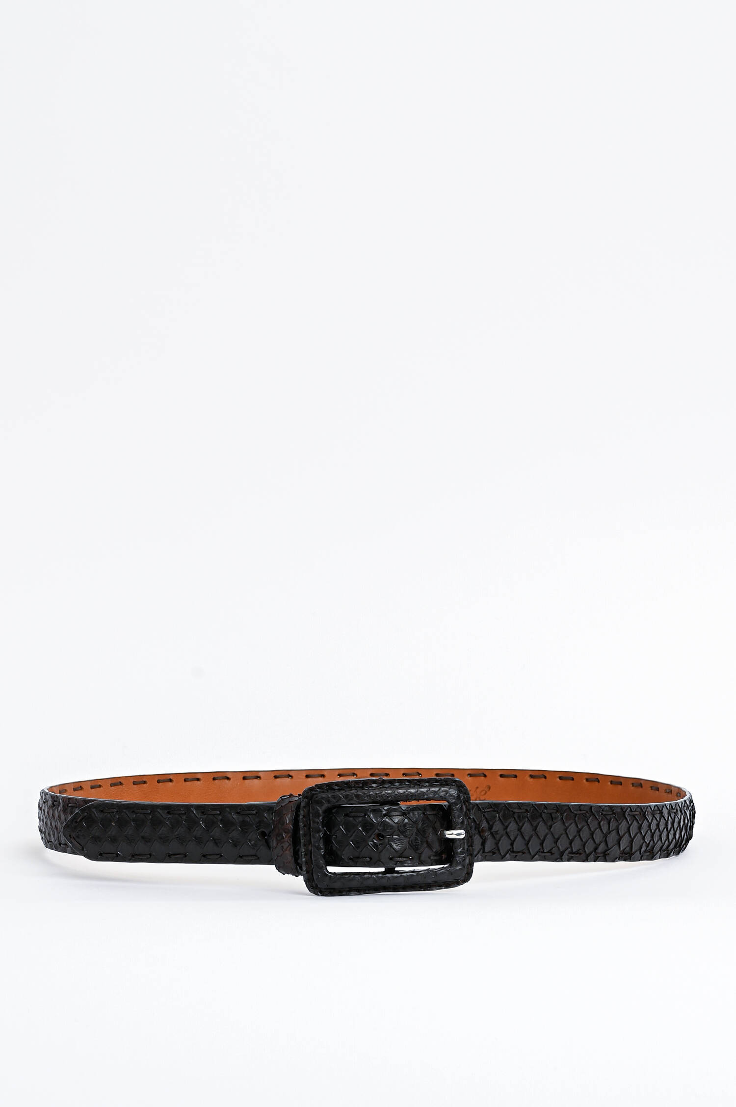 Gürtel PITONE aus Python-Leder in Schwarzbraun 