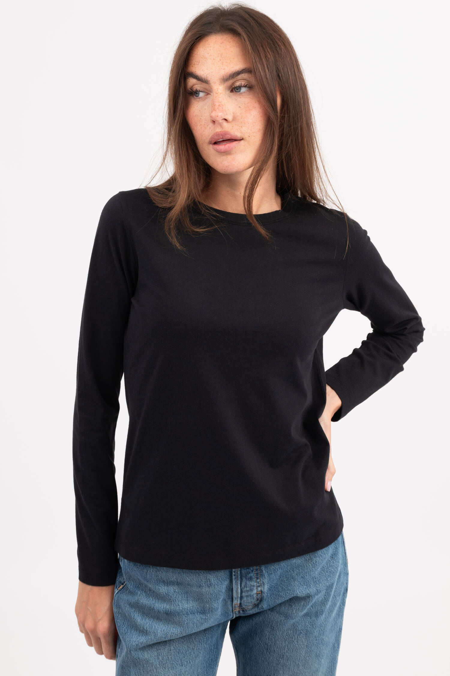 Langarmshirt in Schwarz
