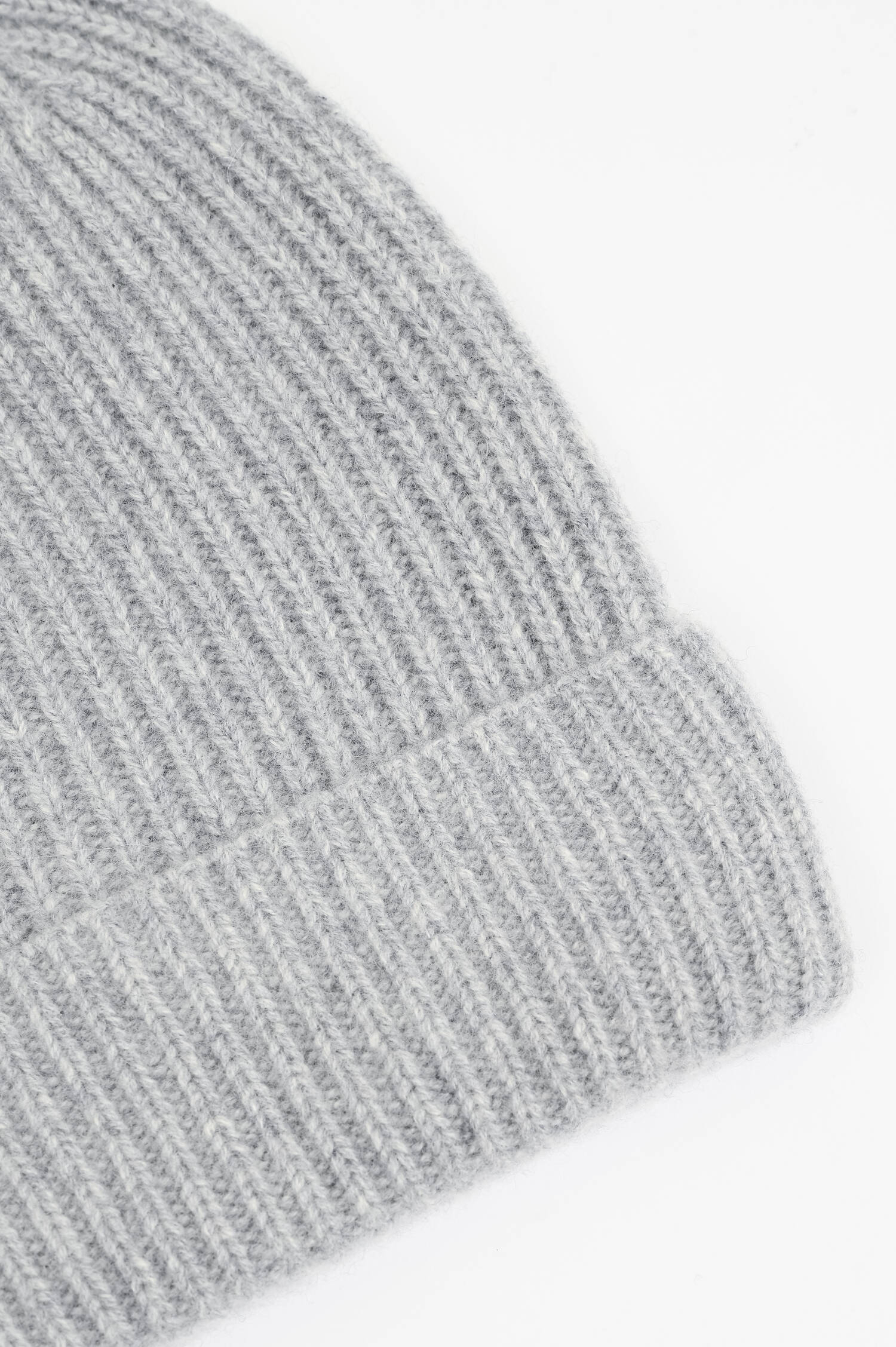 Kaschmir Rippstrick-Mütze in Hellgrau