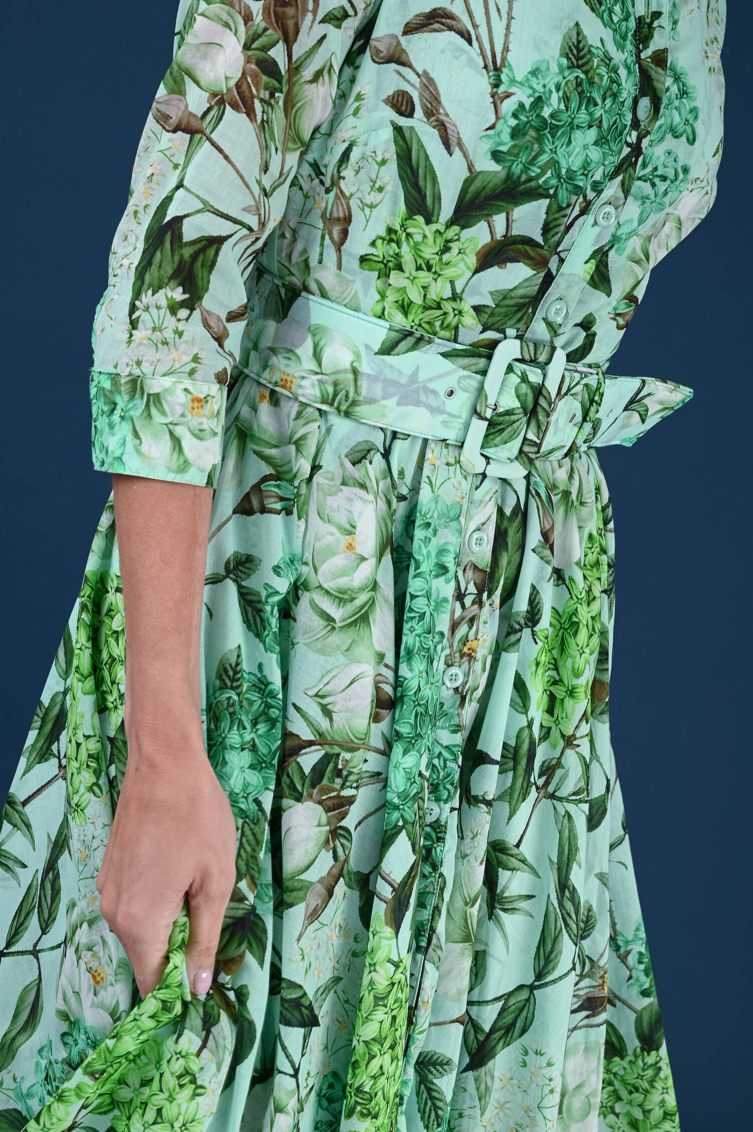 Kleid ASTER in Softgrün gemuster