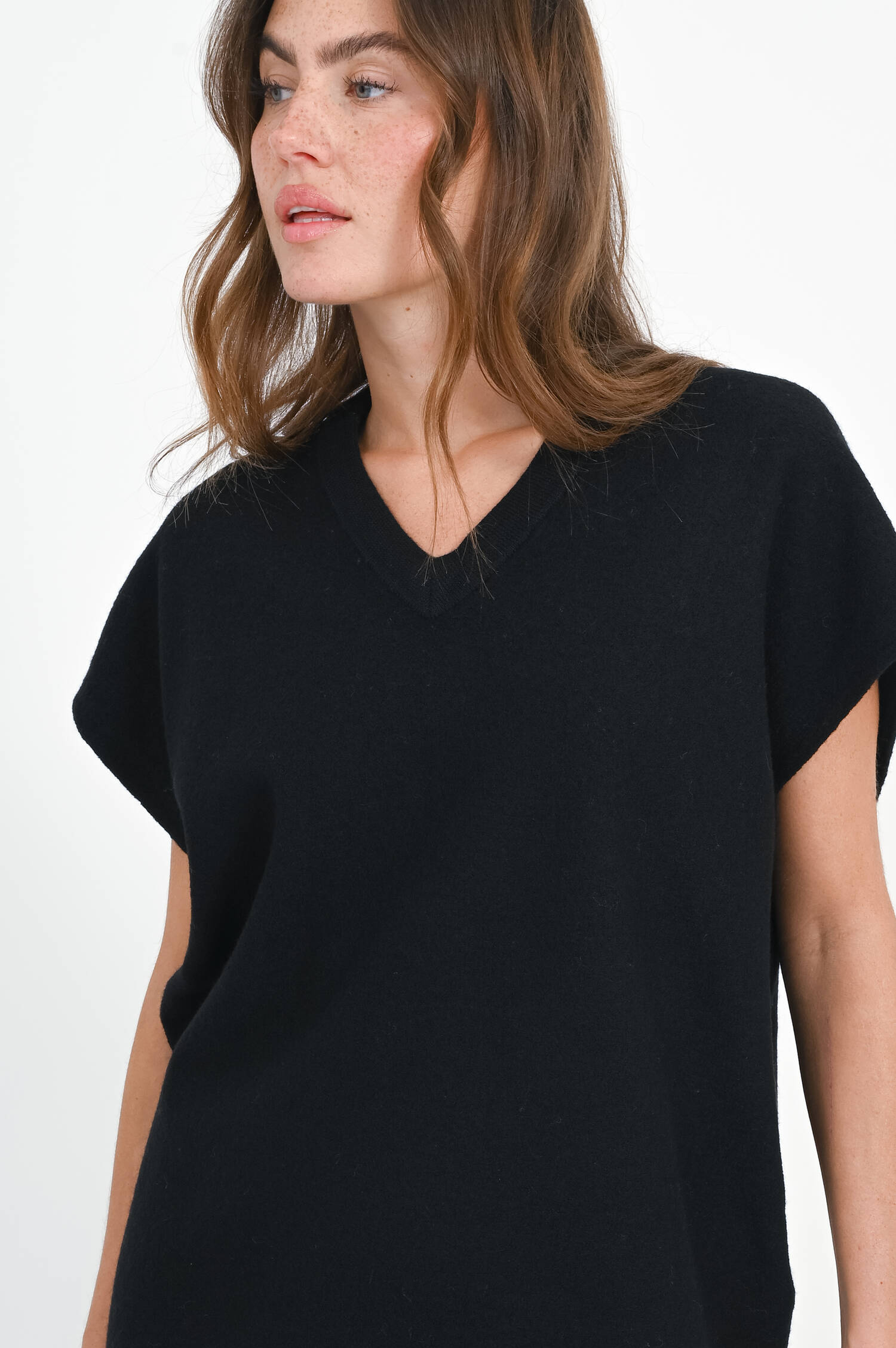 Oversized Woll-Pullunder in Schwarz