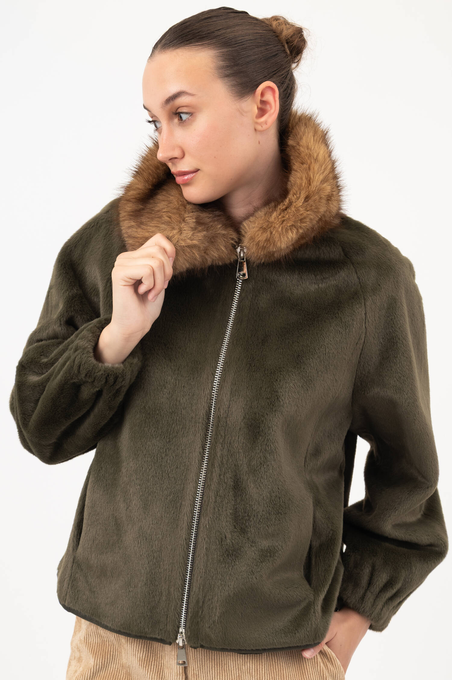 Faux-Fur-Jacke MIMI in Grün Faux-Fur-Jacke MIMI in Grün