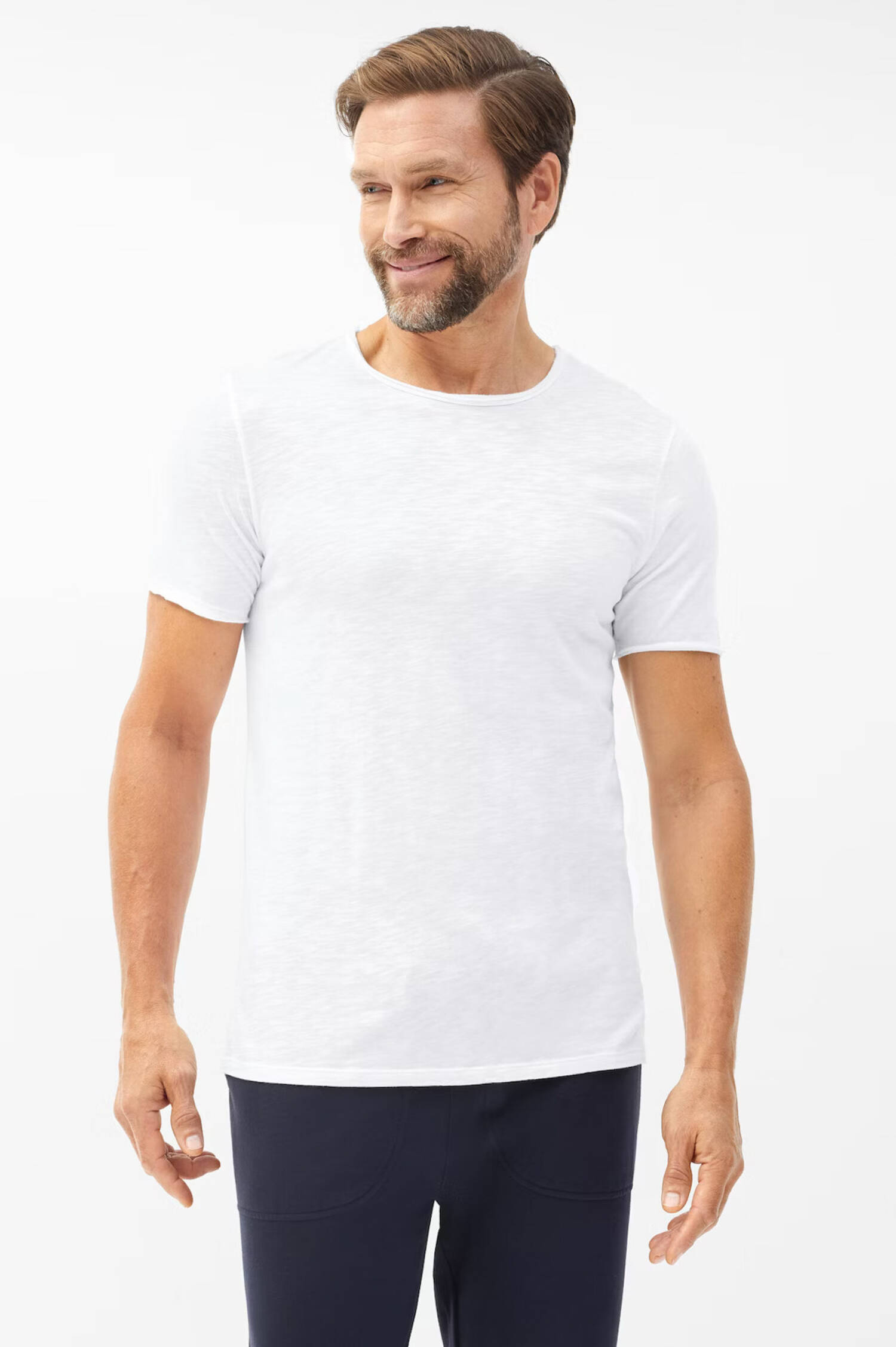 Baumwolle/Viskose T-Shirt in Weiß