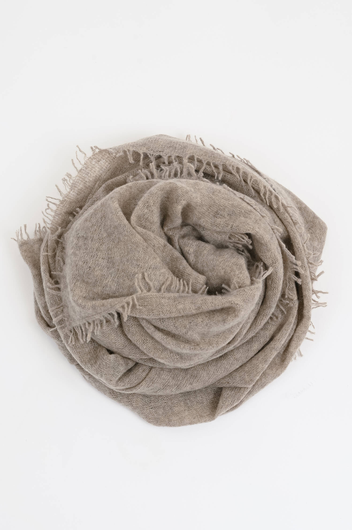 Schal mit Fransenkante aus Cashmere in Taupe