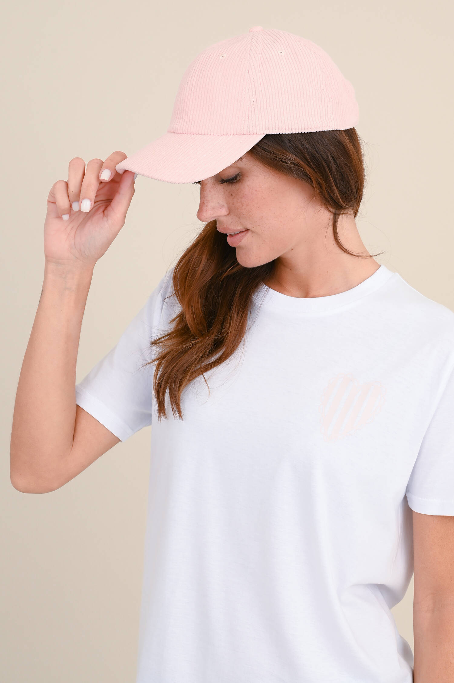 Basecap aus Cord in Rosa