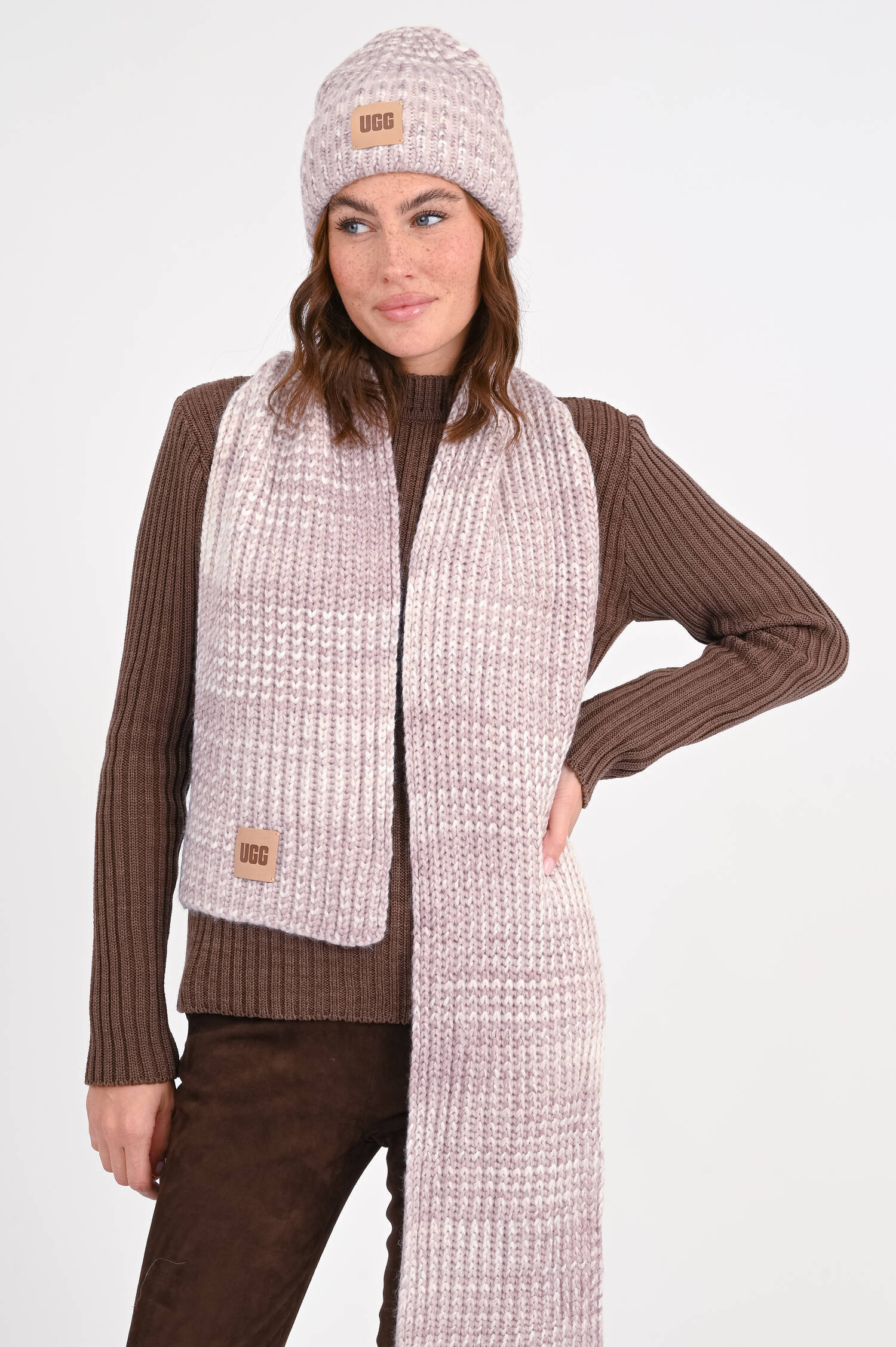 Schal in Fisherman's Rib in Rosé/Creme