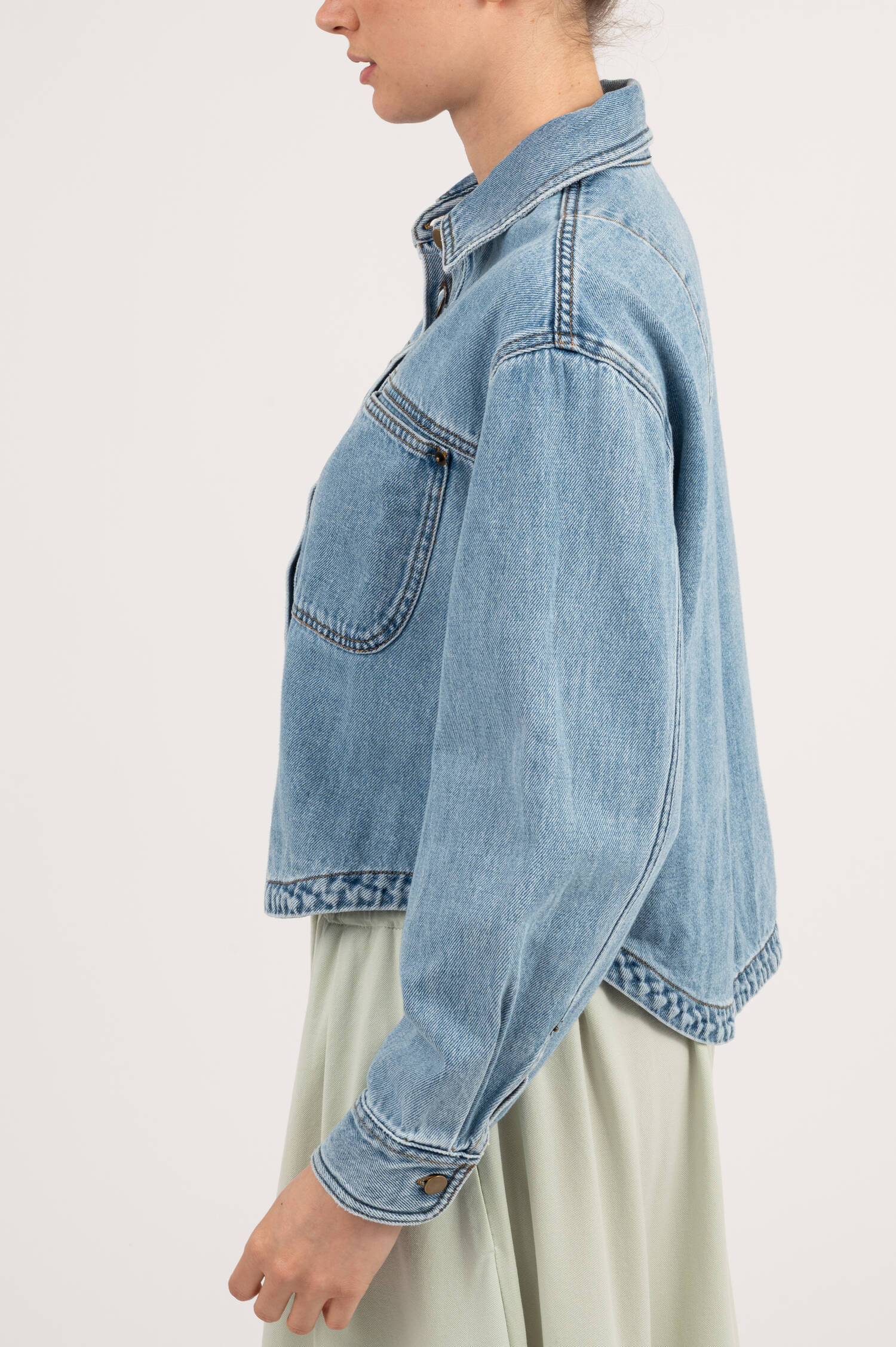 Jeansbluse in Mittelblau