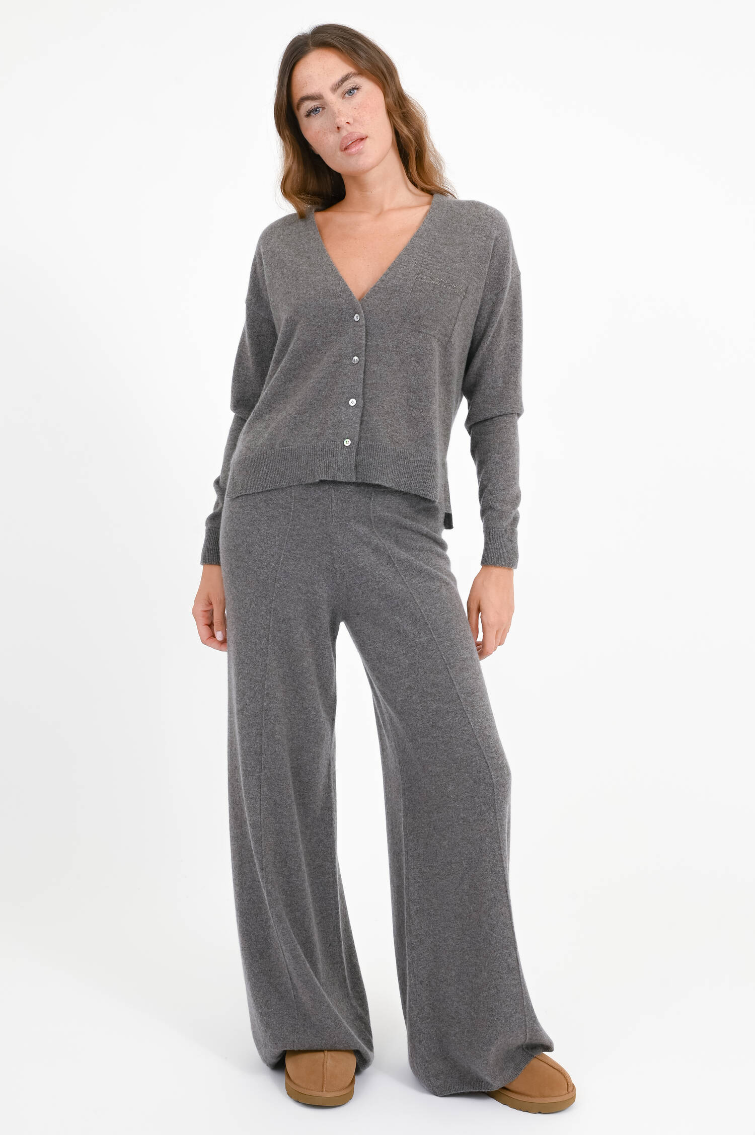 Cashmere-Strickweste in Otter Grey