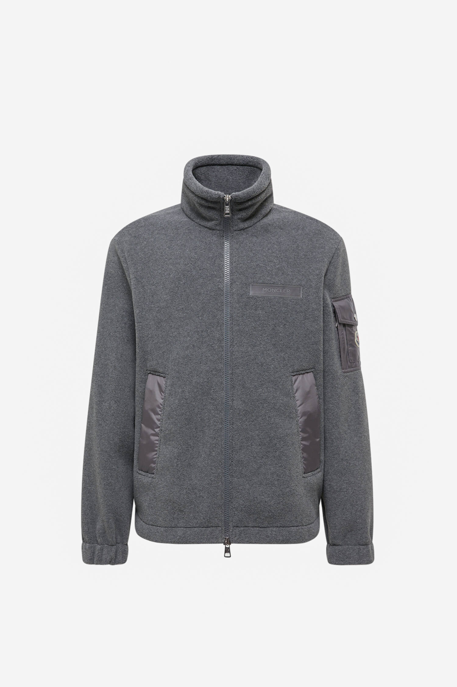 Fleecejacke mit Logo-Patch in Steingrau Fleecejacke mit Logo-Patch in Steingrau