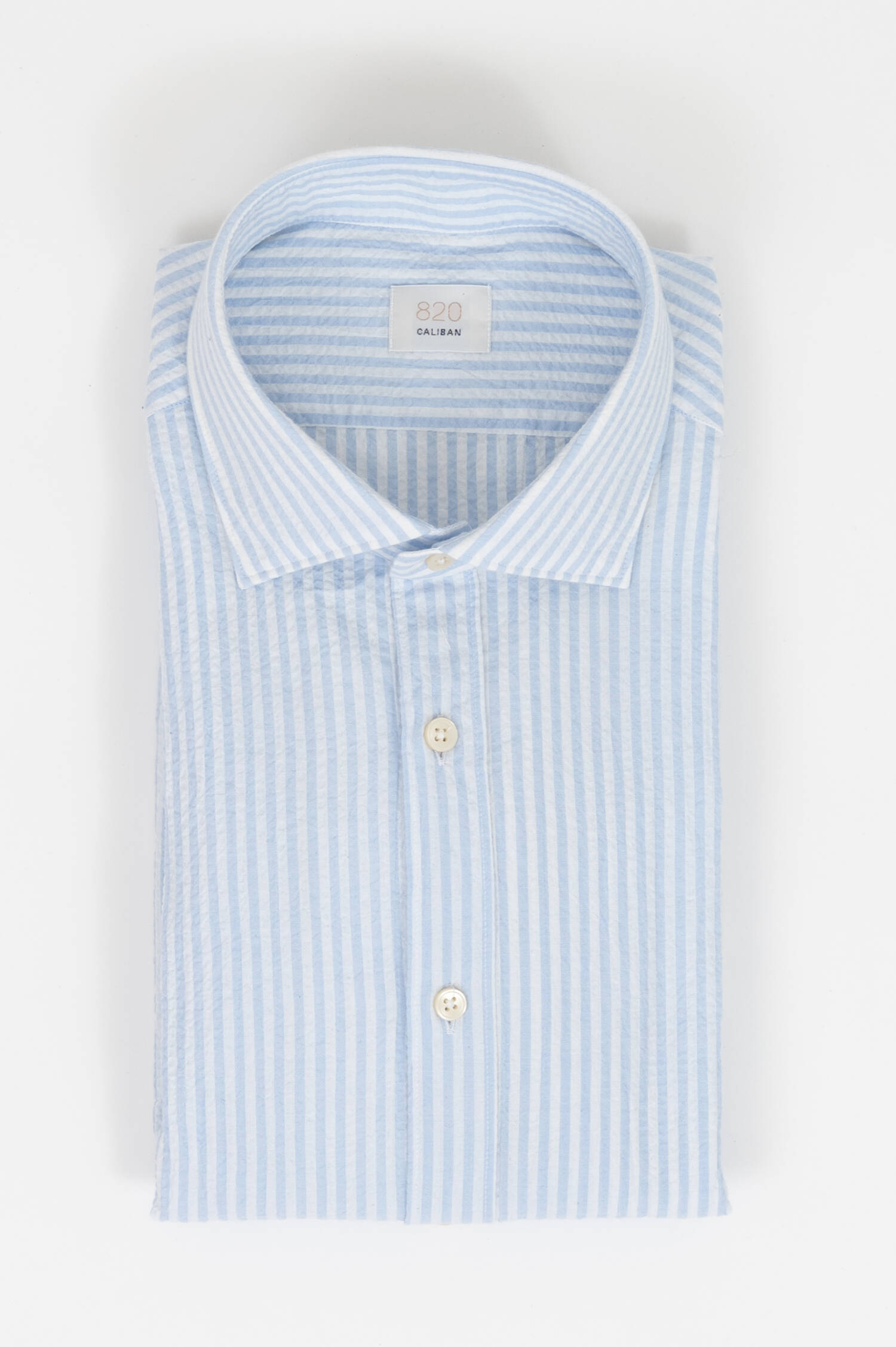 Seersucker Streifen Bluse in Hellblau/Weiß