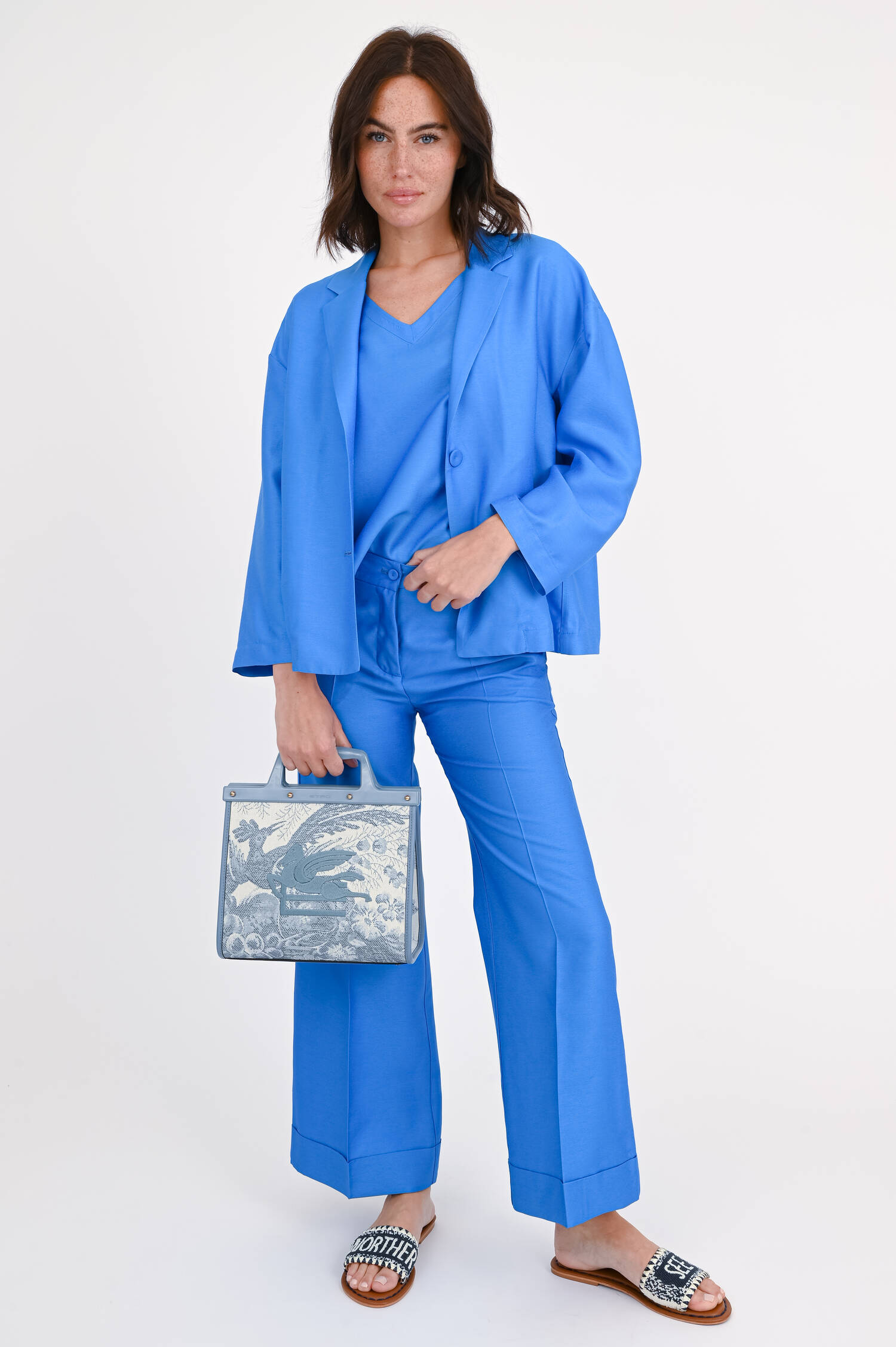 Blazer aus Viskose-Seide-Mix in Bright Blue 